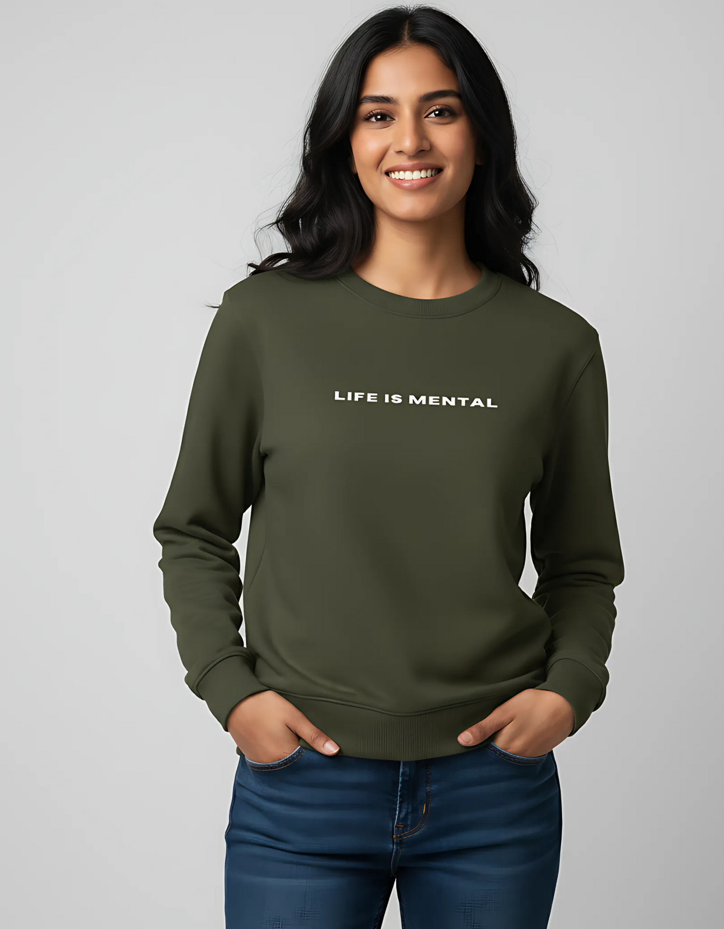 Edgy Minimalist "Life is Mental" Sweatshirt | Premium Cotton Blend | Soft, Pre-Shrunk & Bio-Washed