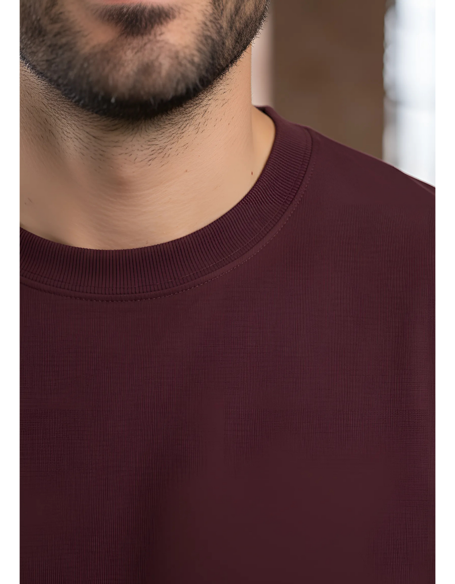 Men's Full Sleeve Plain Maroon T-Shirt | 100% Super Combed Cotton | Bio Washed & Pre-Shrunk