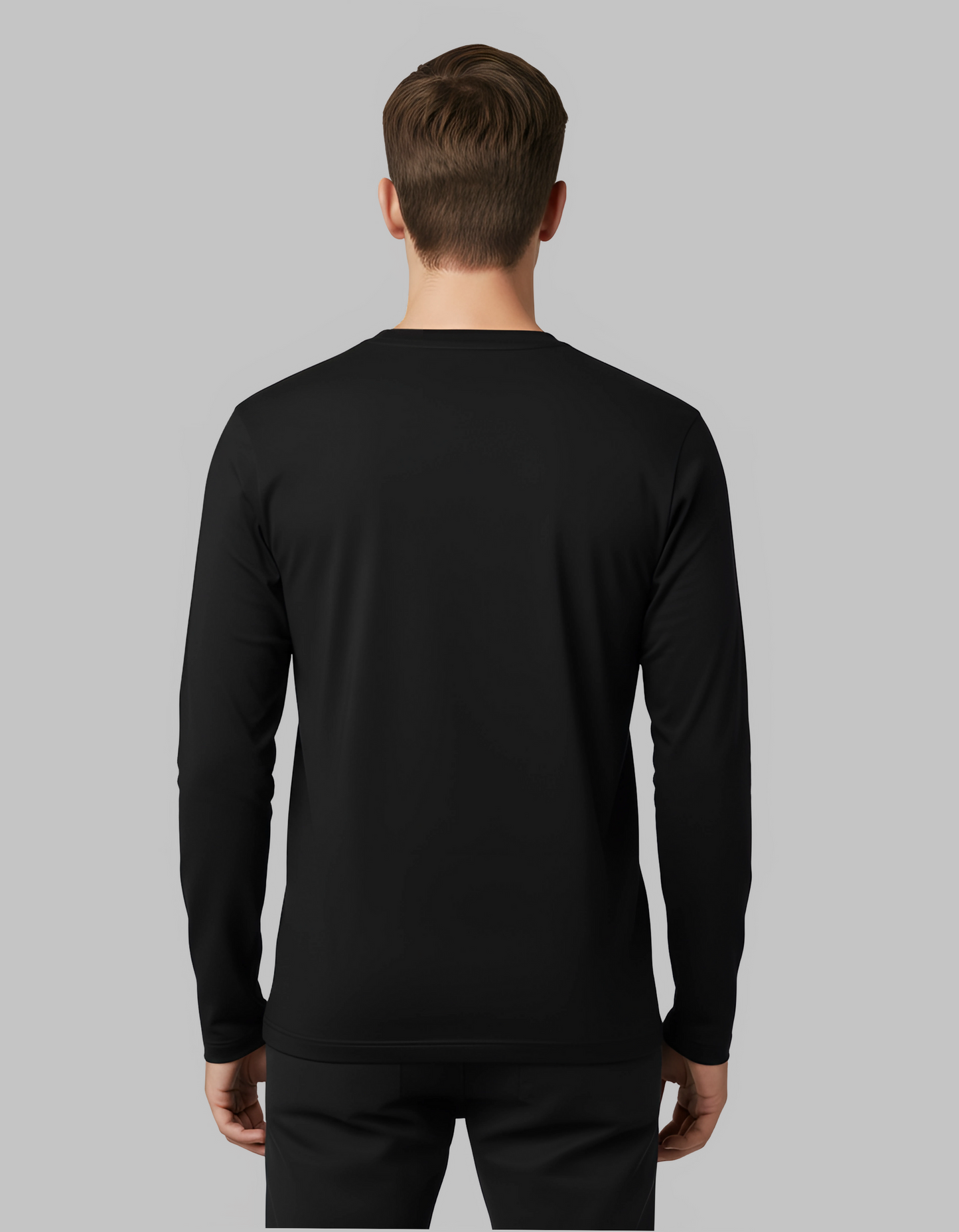 Men's Long Sleeve Plain Black T-Shirt | 100% Cotton | Regular Fit Casual Wear