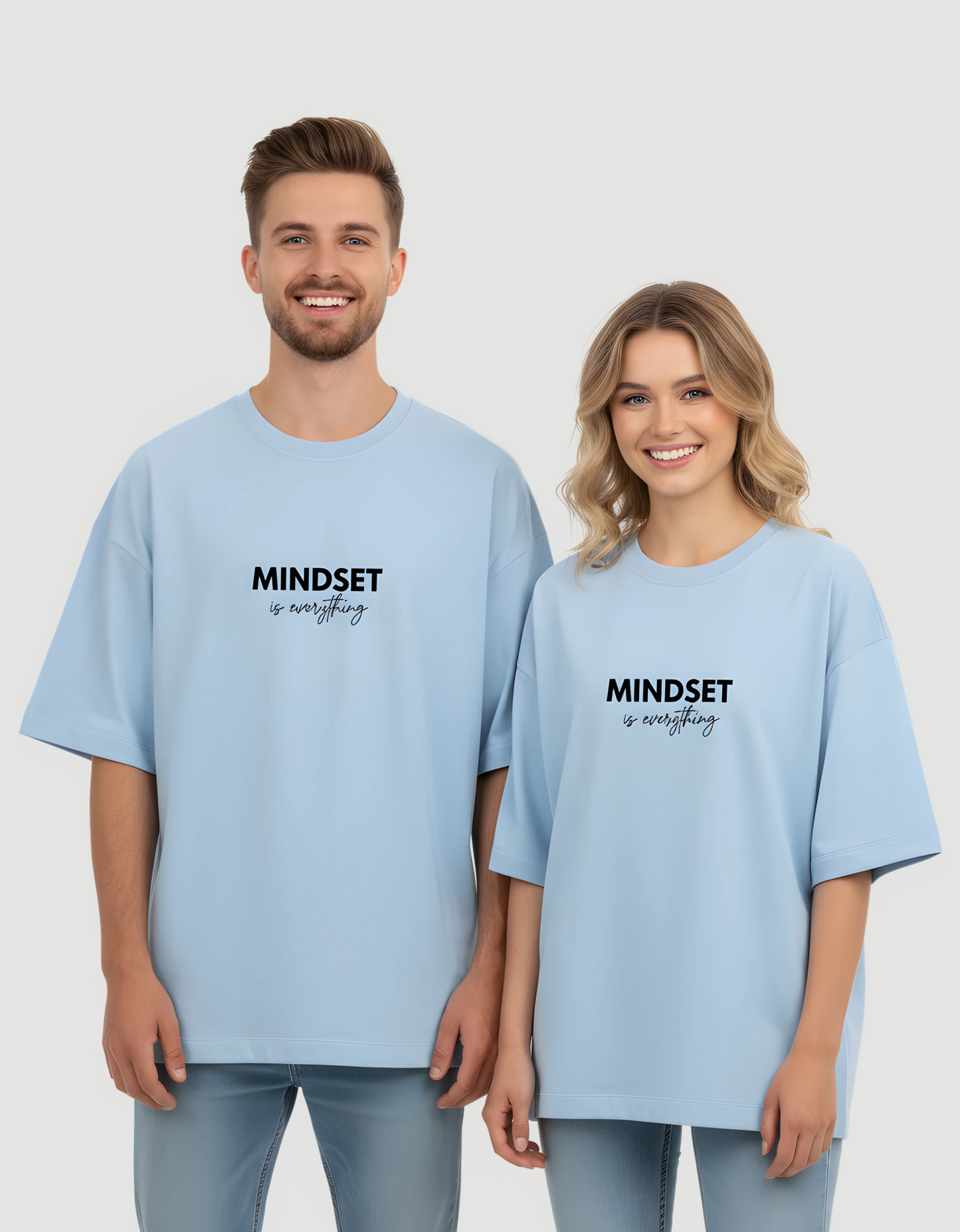 Unisex Terry Oversized Tee – Drop Shoulder, 260 GSM Cotton Blend, “Mindset is Everything” Print