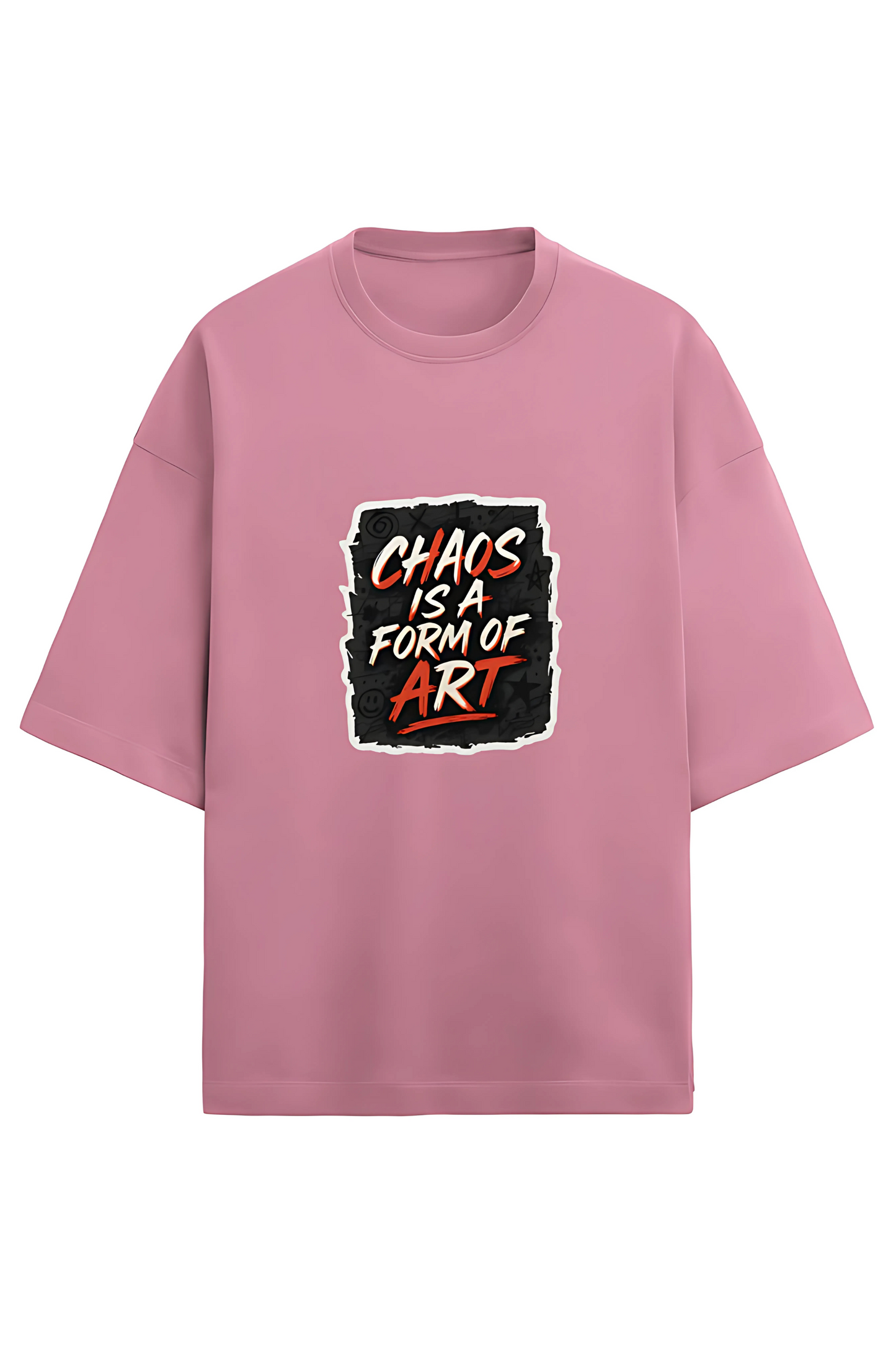 Chaos Is a Form of Art Men’s Terry Oversized T-Shirt – 280 GSM | Street Art Graphic | Cotton Poly Blend | Drop Shoulder | Unisex Fit
