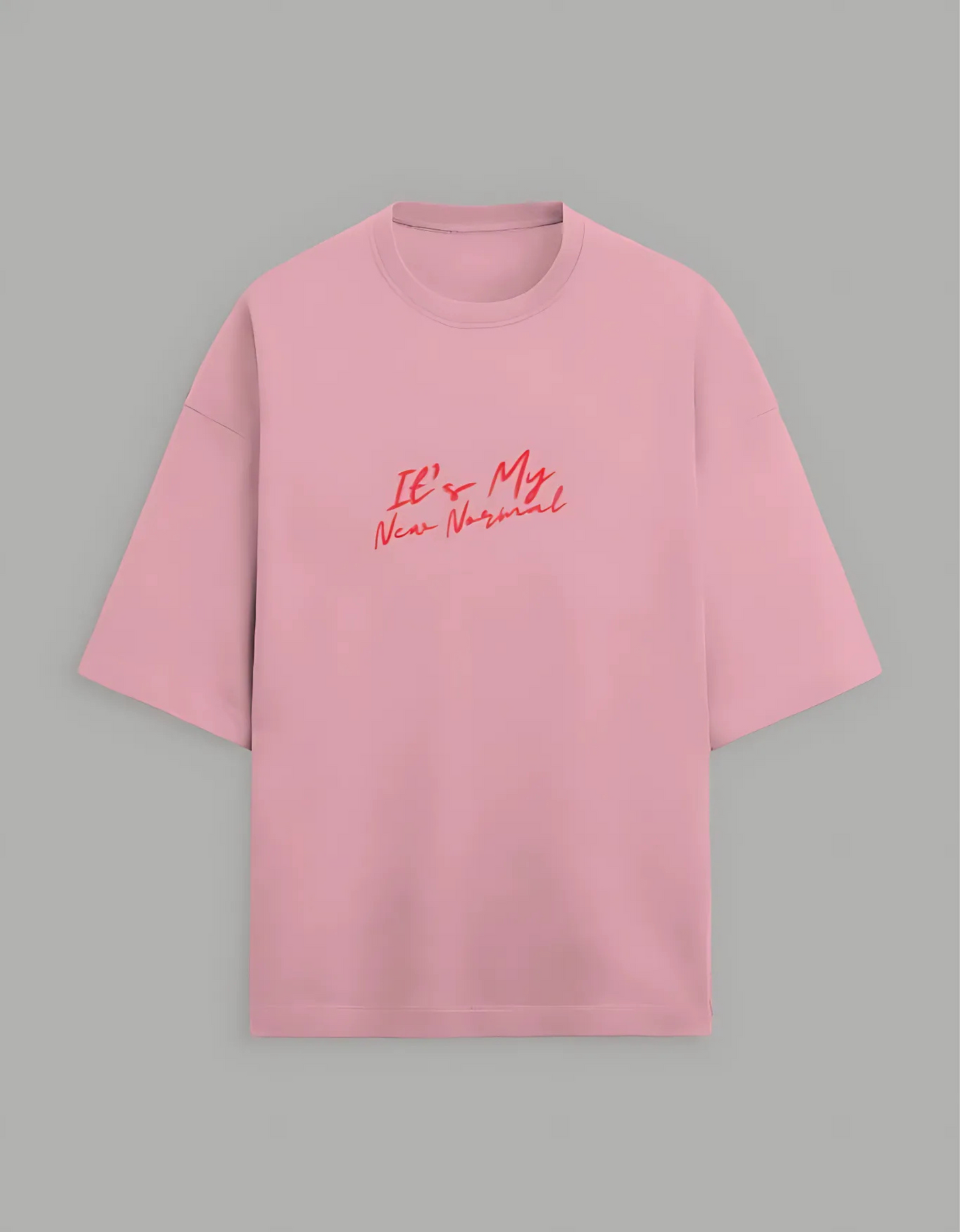 Unisex Terry Oversized T-Shirt – “It’s My New Normal” Slogan Print | 260 GSM | Cotton-Poly Blend | Drop Shoulder | Streetwear Fit