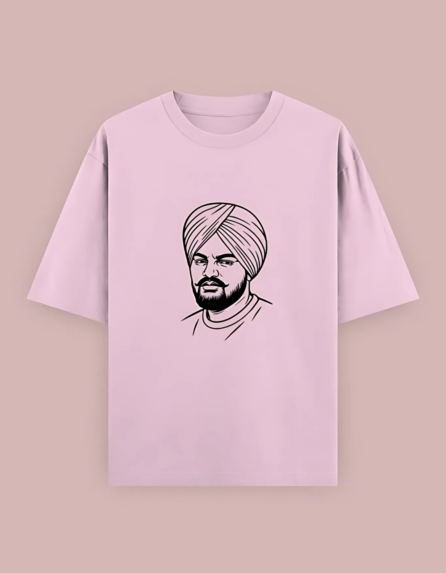Unisex Oversized Cotton T-Shirt – Sidhu Moosewala Line Art Tribute Print | 240 GSM | 100% Cotton | Punjabi Streetwear