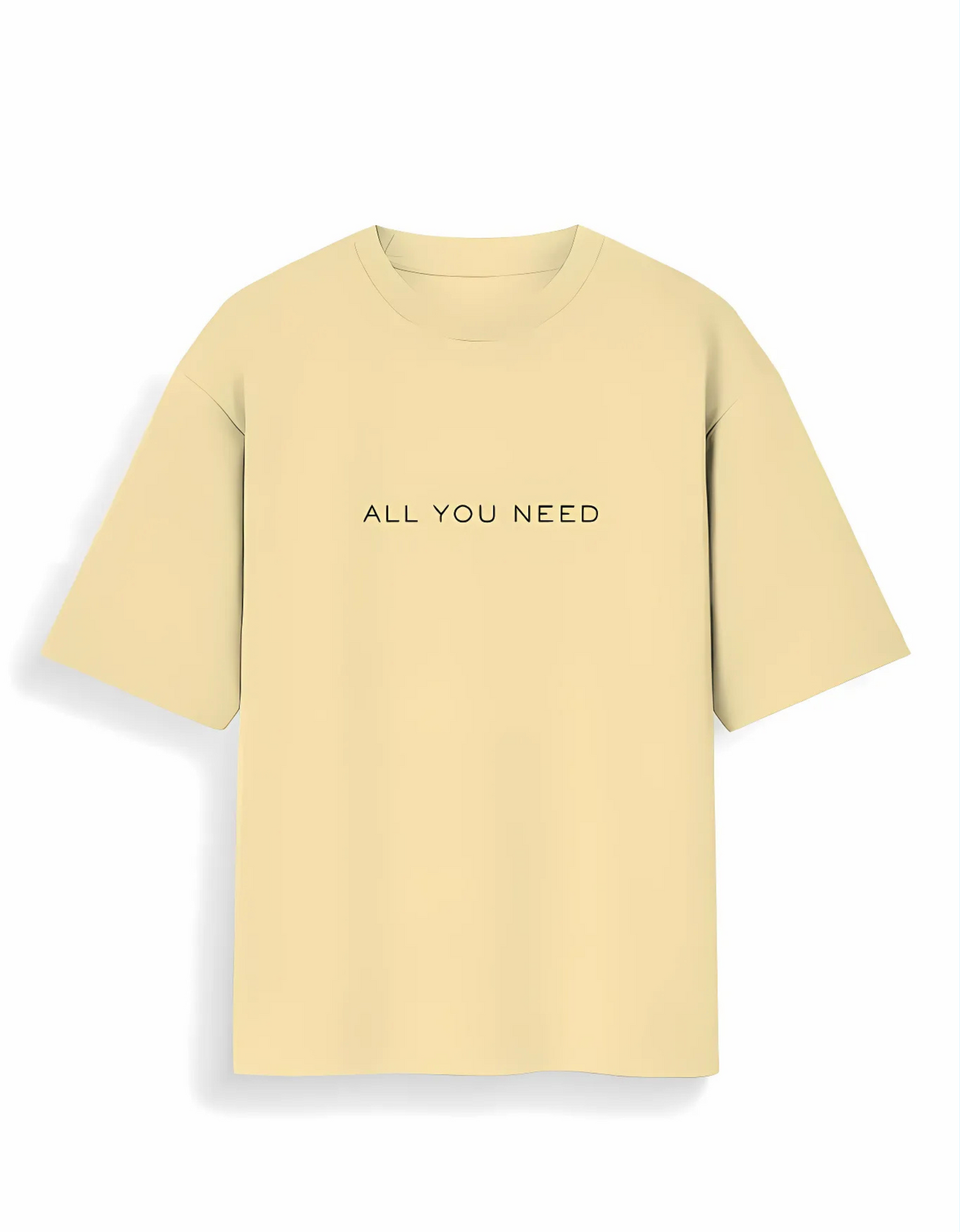 Unisex Oversized Fit T-Shirt – “ALL YOU NEED” Bold Doodle Typography Print | 100% Cotton, 180 GSM, Pre-Shrunk