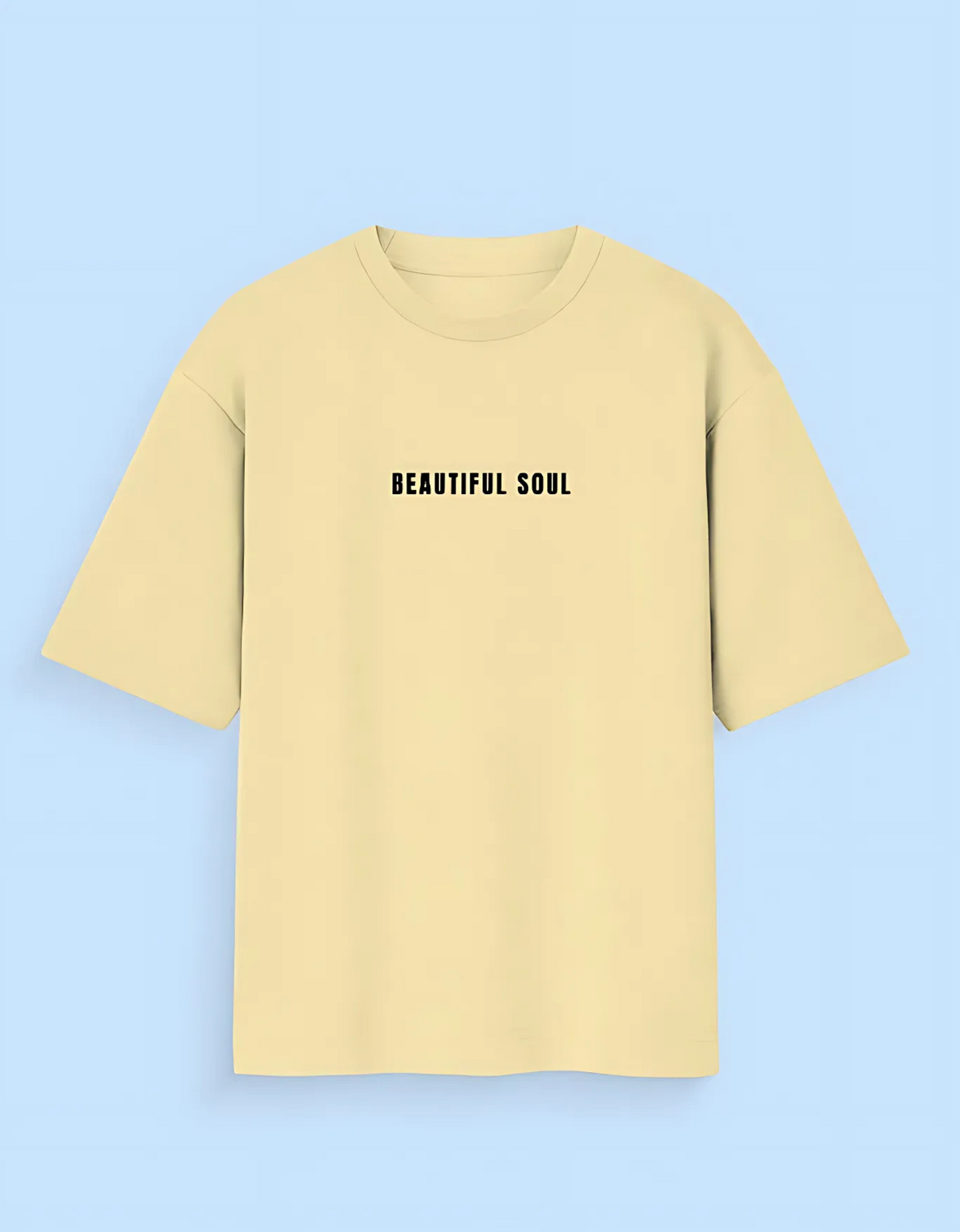Unisex Oversized Fit 100% Cotton T-Shirt – Beautiful Soul Bold Typography Print | 180 GSM, Pre-Shrunk, Street Style Tee