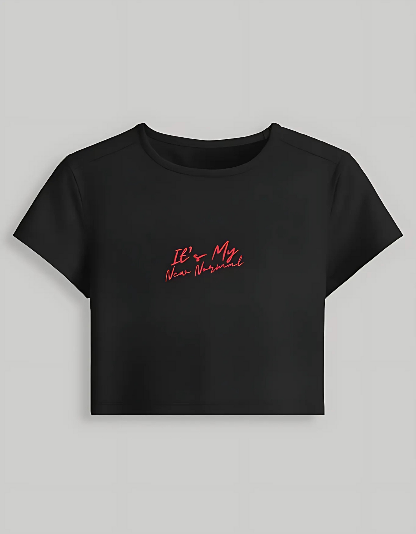 Women’s Baby Tee – “It’s My New Normal” Slogan | Stretchable Fit | 240 GSM Cotton-Spandex | Gen Z Style | Bio-Washed & Pre-Shrunk