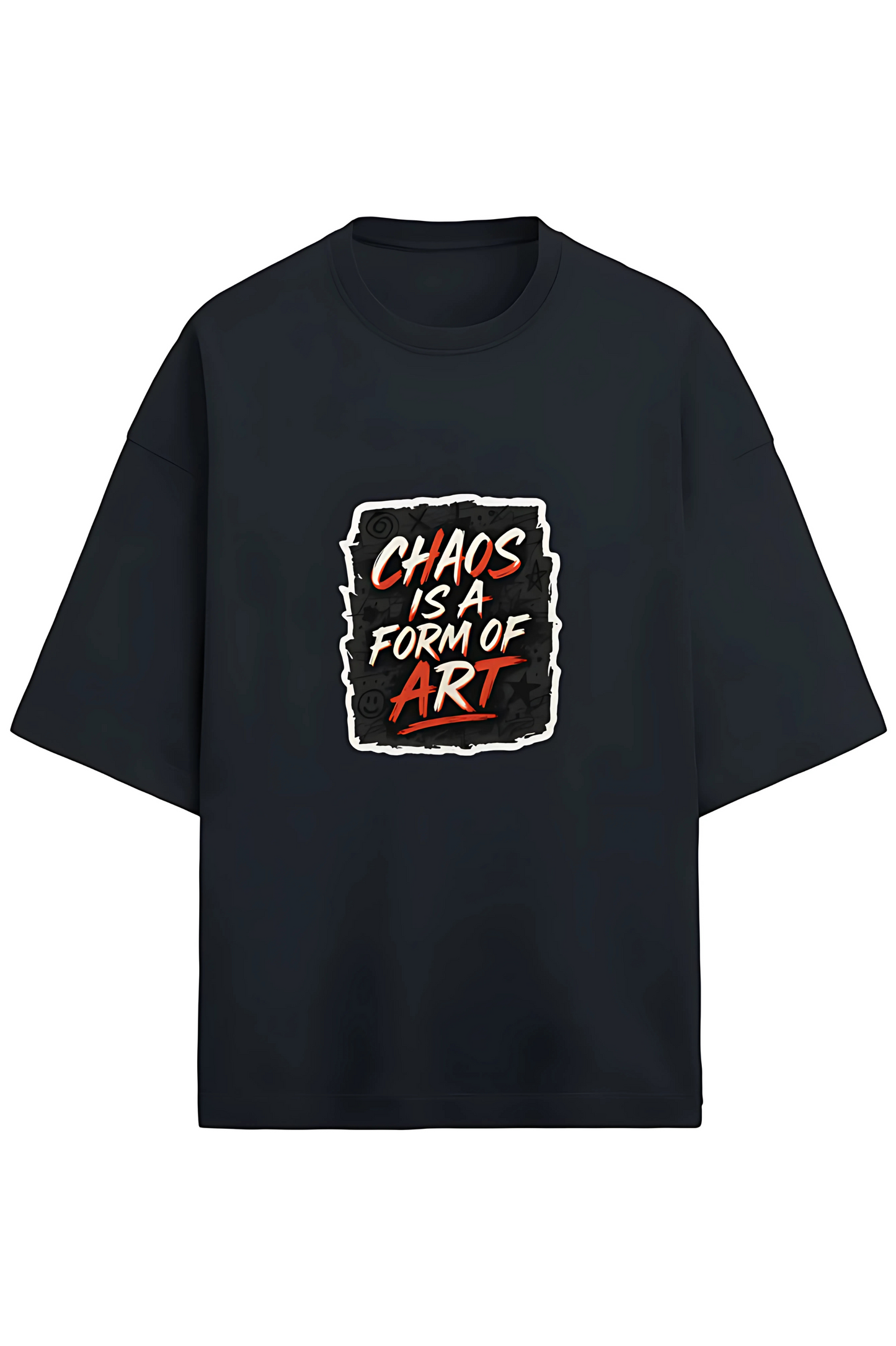 Chaos Is a Form of Art Men’s Terry Oversized T-Shirt – 280 GSM | Street Art Graphic | Cotton Poly Blend | Drop Shoulder | Unisex Fit