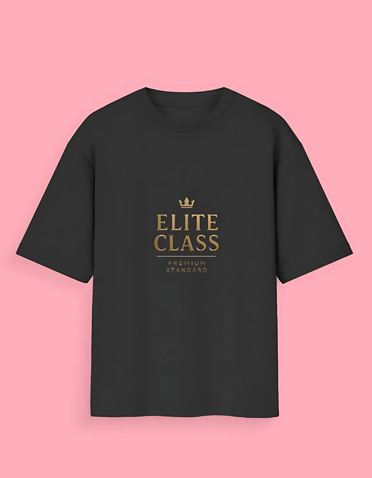 Unisex Oversized T-Shirt – “Elite Class” Premium Gold Text Design | 180 GSM, 100% Cotton, Streetwear Fit