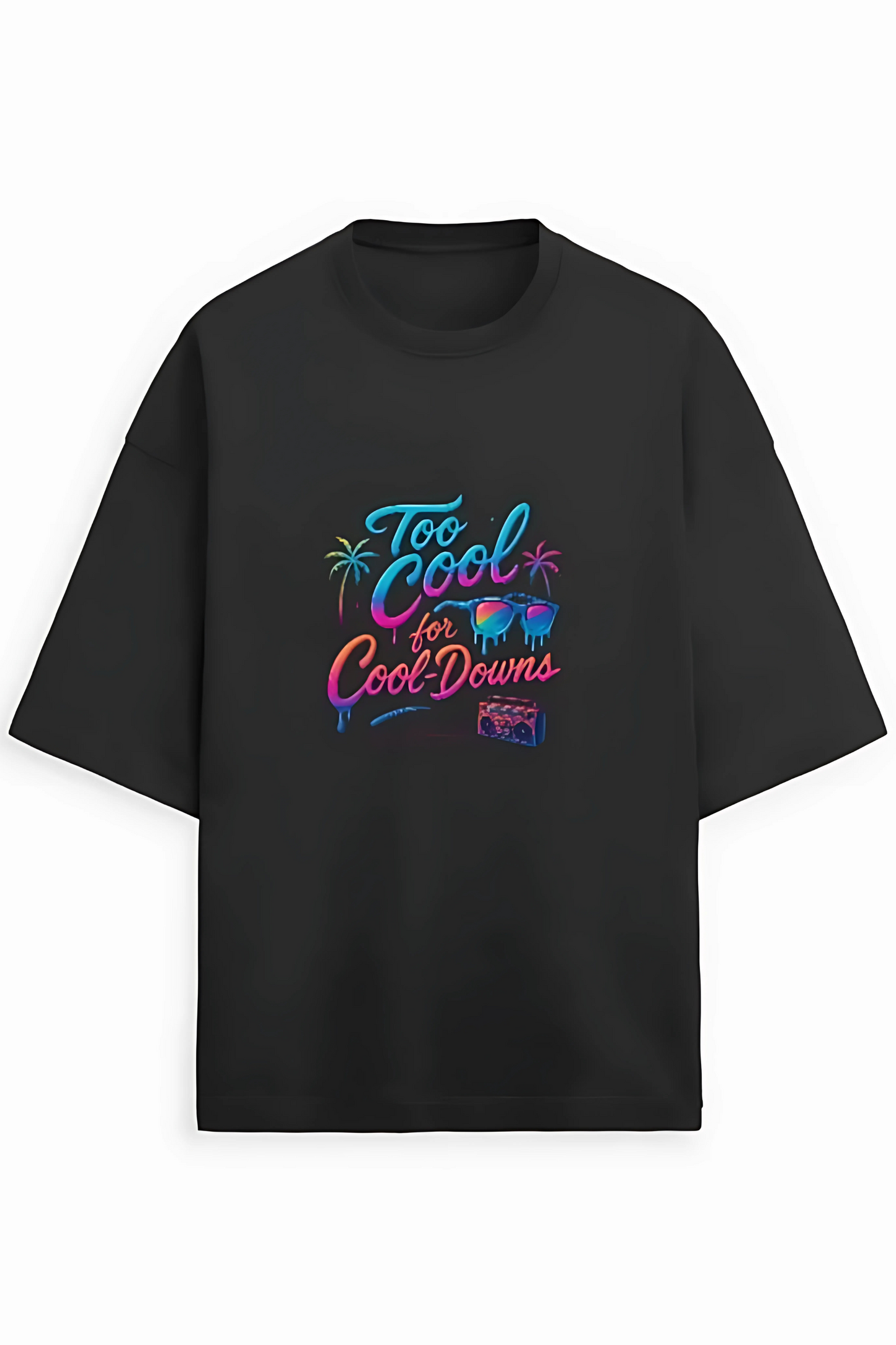Men's Oversized Terry T-Shirt | “Too Cool for Cool-Downs” Neon Graphic | 280 GSM | Drop Shoulder | Streetwear Unisex Style