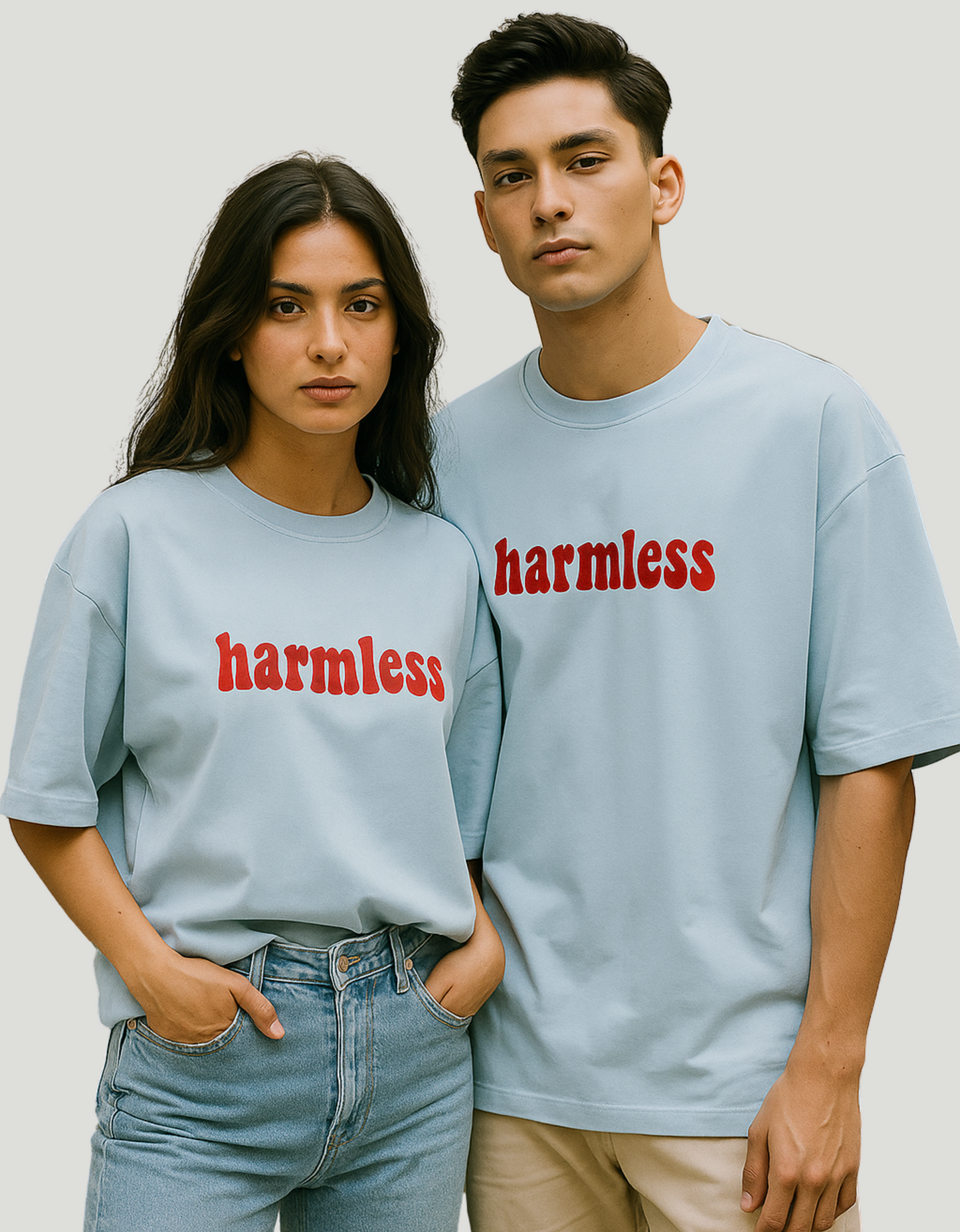 Unisex Terry Oversized Drop Shoulder T-Shirt – "Harmless" Print | 260 GSM Cotton Blend