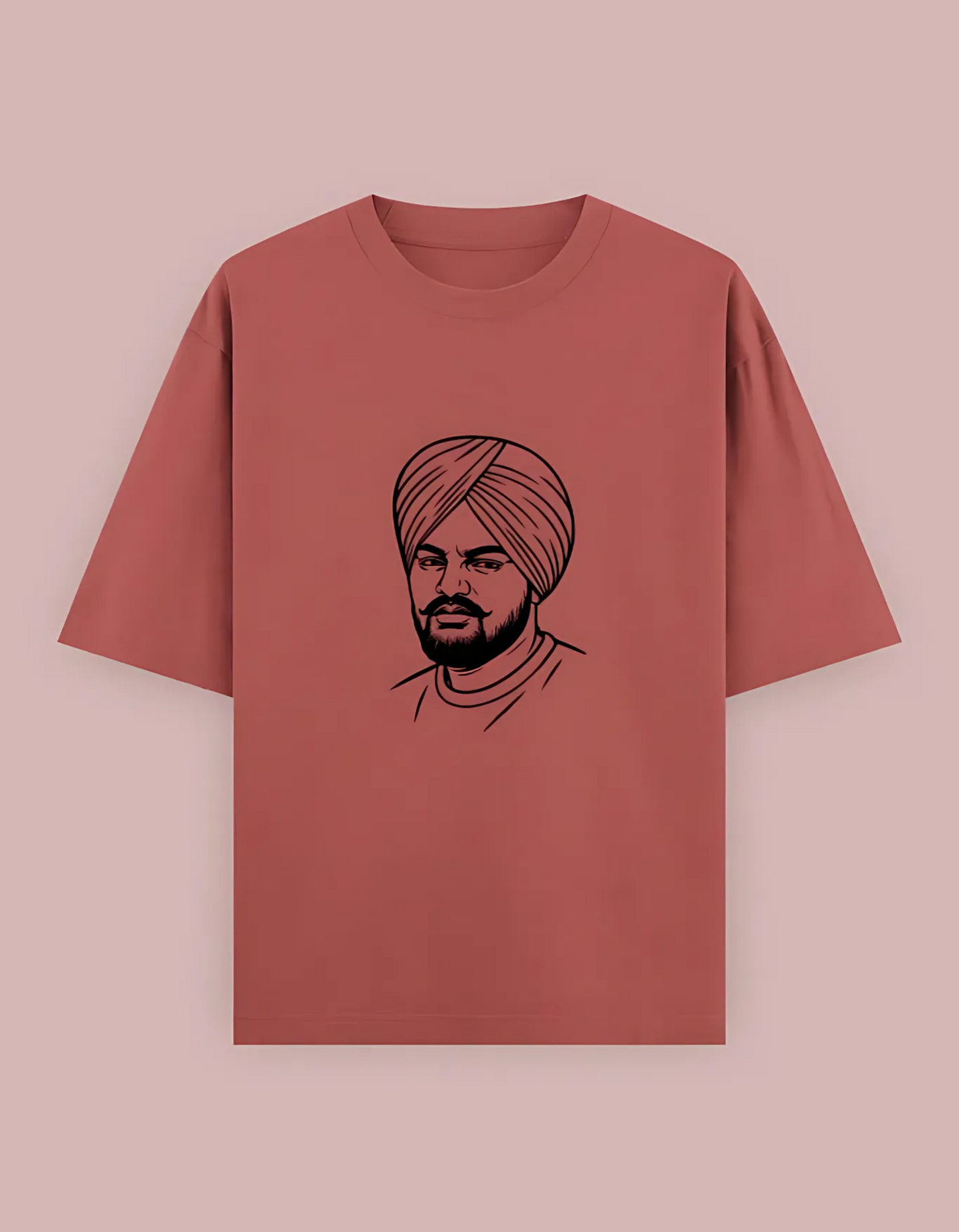 Unisex Oversized Cotton T-Shirt – Sidhu Moosewala Line Art Tribute Print | 240 GSM | 100% Cotton | Punjabi Streetwear