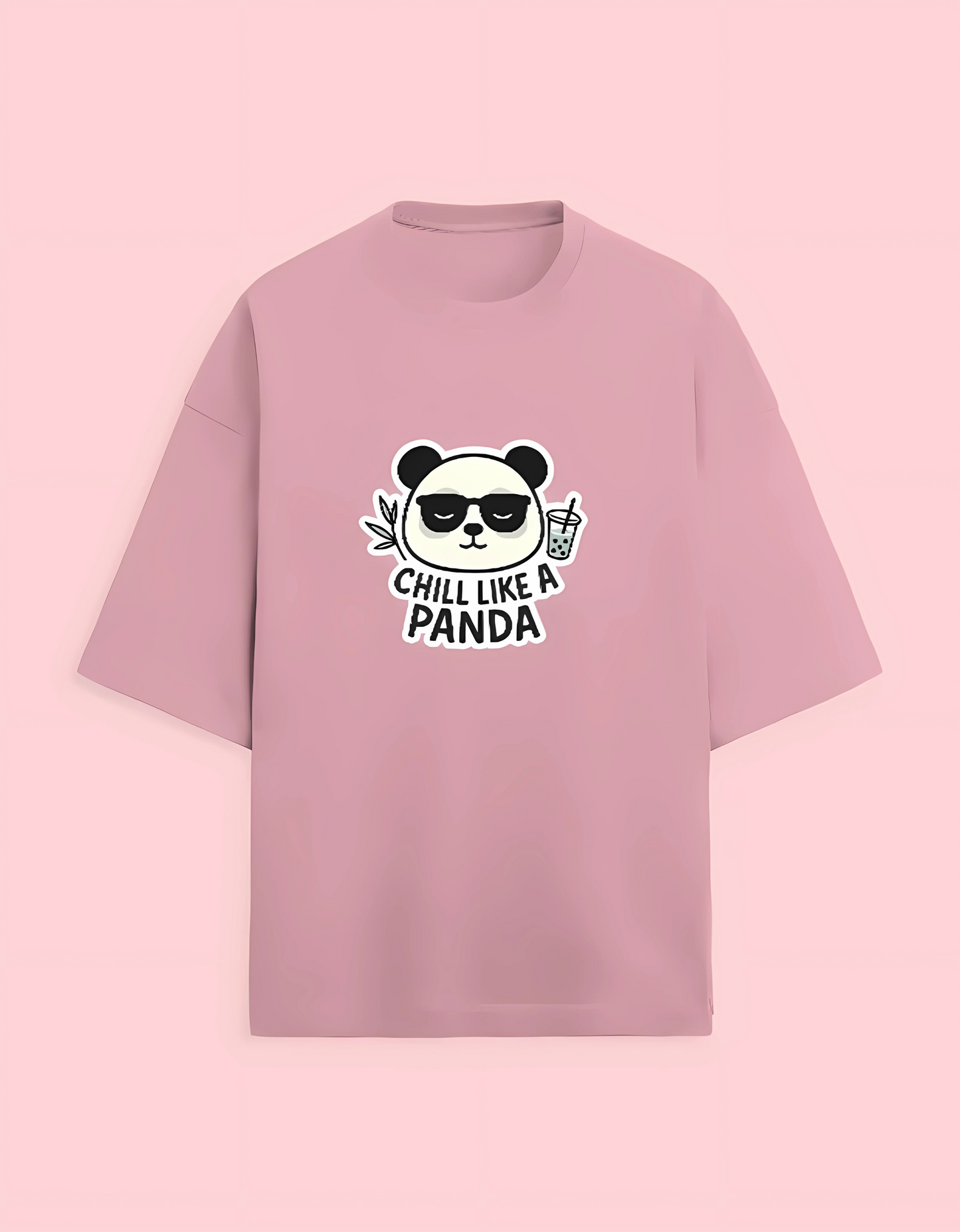 Unisex Terry Oversized T-Shirt | 280 GSM Cotton Blend | Chill Like a Panda Graphic