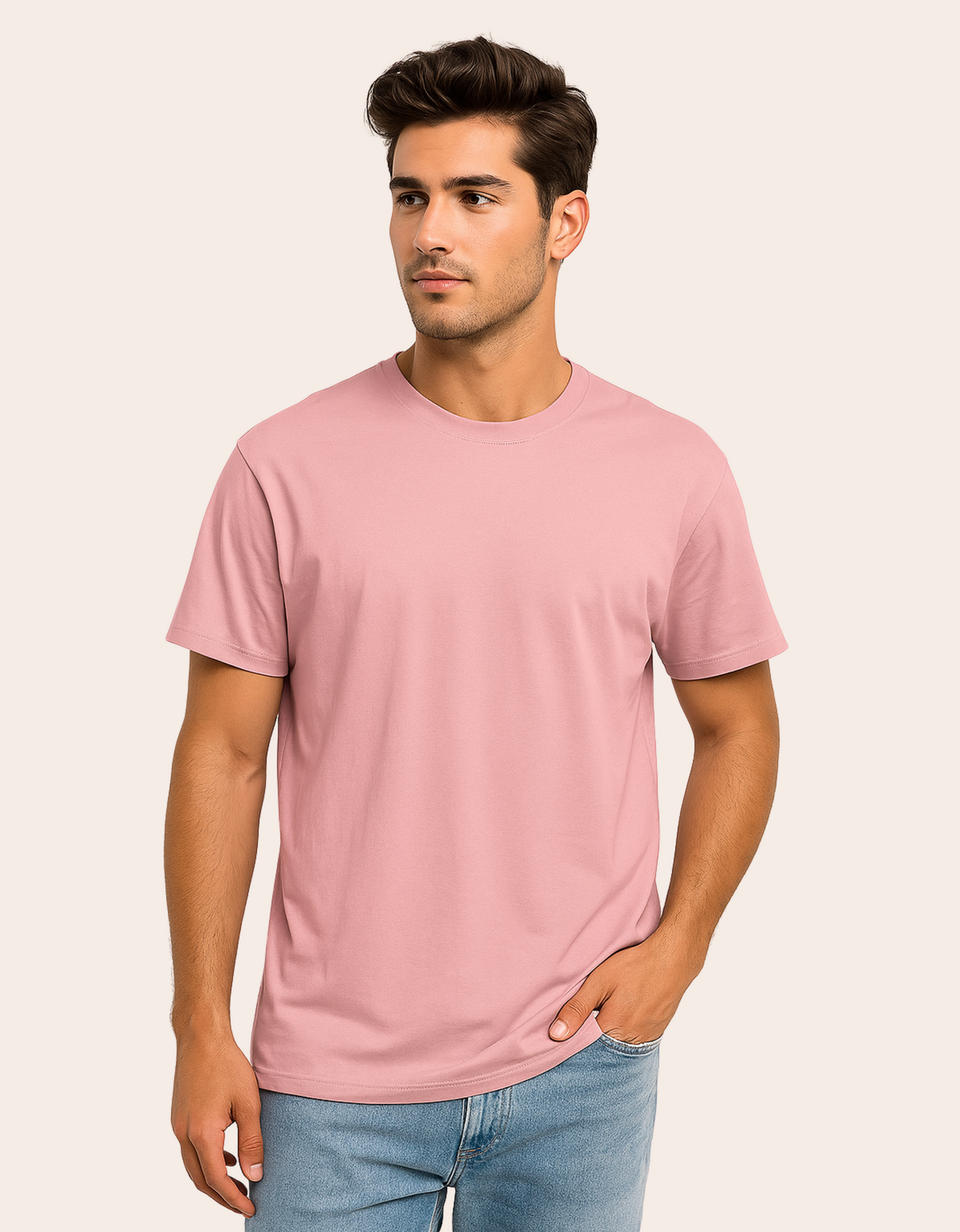 Men’s Classic Crew Neck Plain T-Shirt – 100% Cotton, Regular Fit, Premium Bio-Wash