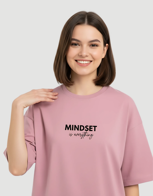 Unisex Terry Oversized Tee – Drop Shoulder, 260 GSM Cotton Blend, “Mindset is Everything” Print