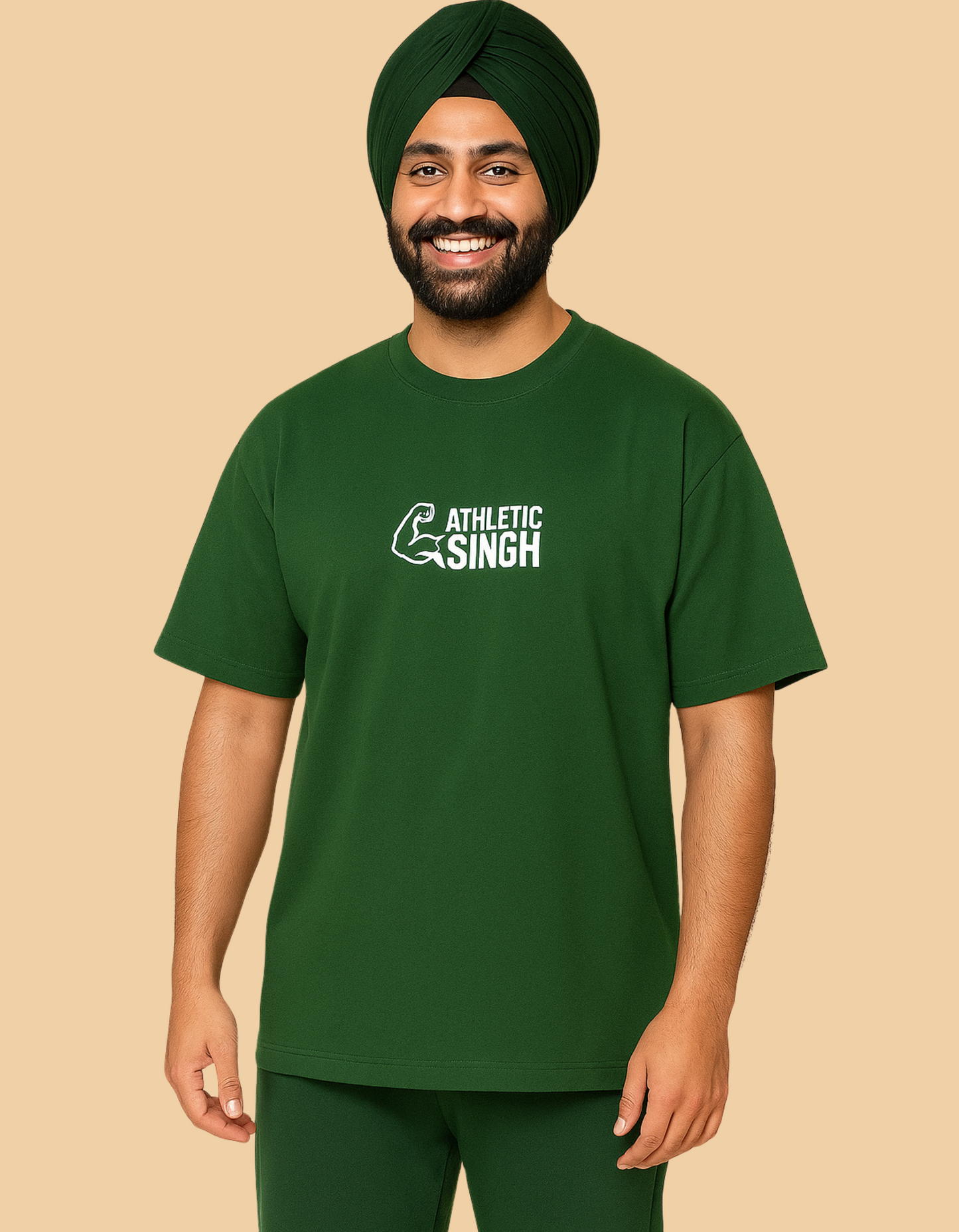 Unisex Oversized Classic T-Shirt | Athletic Singh Printed Design | 240 GSM 100% Cotton Bio-Washed
