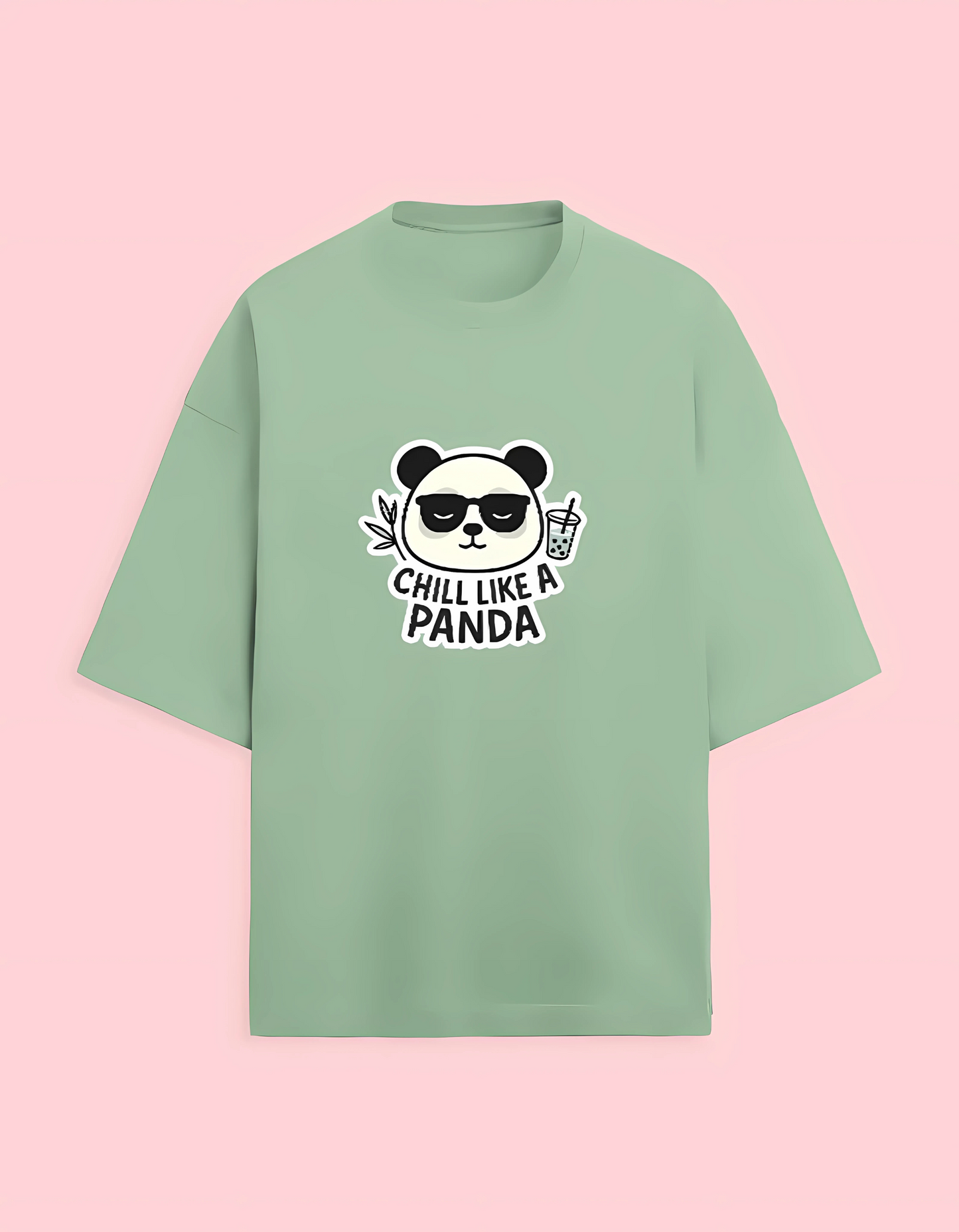 Unisex Terry Oversized T-Shirt | 280 GSM Cotton Blend | Chill Like a Panda Graphic
