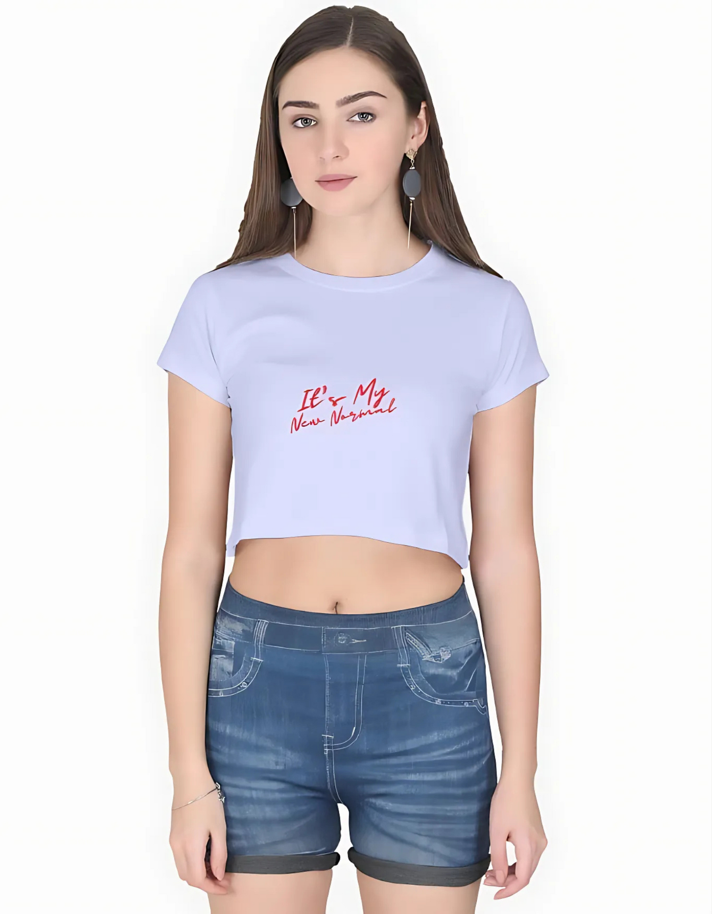 Women’s Cotton Crop Top – “It’s My New Normal” Print | 100% Super Combed Cotton | 180 GSM | Gen Z Style | Pre-Shrunk & Bio-Washed