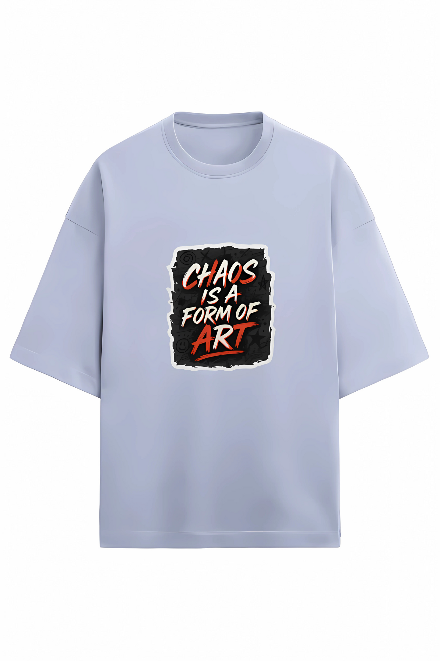 Chaos Is a Form of Art Men’s Terry Oversized T-Shirt – 280 GSM | Street Art Graphic | Cotton Poly Blend | Drop Shoulder | Unisex Fit