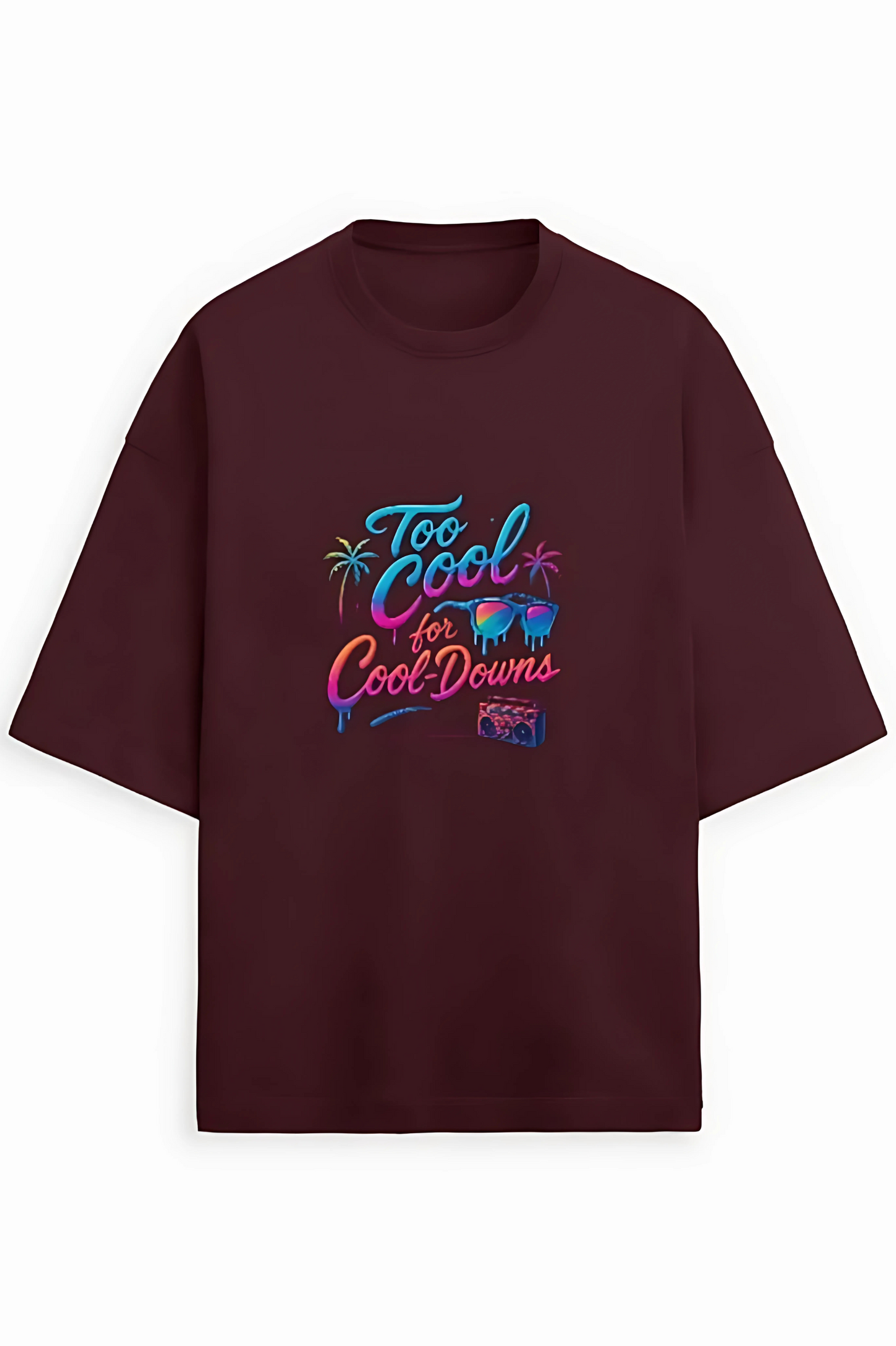 Men's Oversized Terry T-Shirt | “Too Cool for Cool-Downs” Neon Graphic | 280 GSM | Drop Shoulder | Streetwear Unisex Style