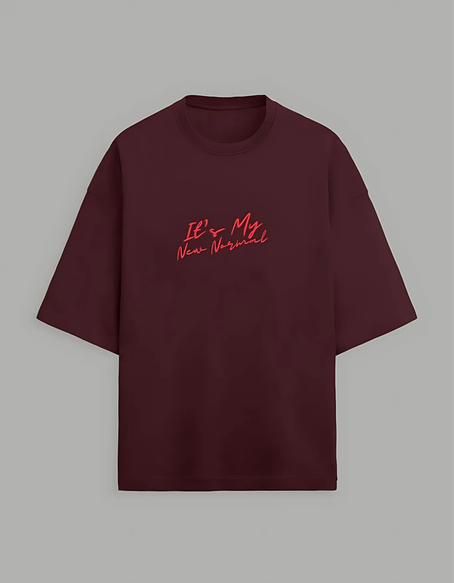 Unisex Terry Oversized T-Shirt – “It’s My New Normal” Slogan Print | 260 GSM | Cotton-Poly Blend | Drop Shoulder | Streetwear Fit