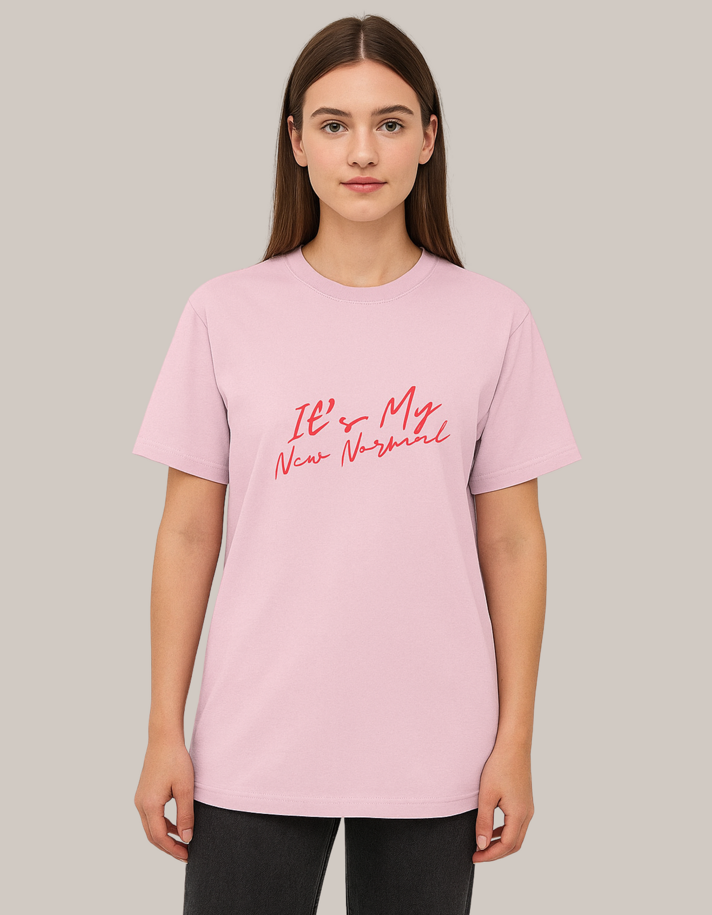 Unisex Cotton Stretch T-Shirt – “It’s My New Normal” Slogan Print | 240 GSM | Breathable | Stretchable | Bio-Washed Comfort Tee