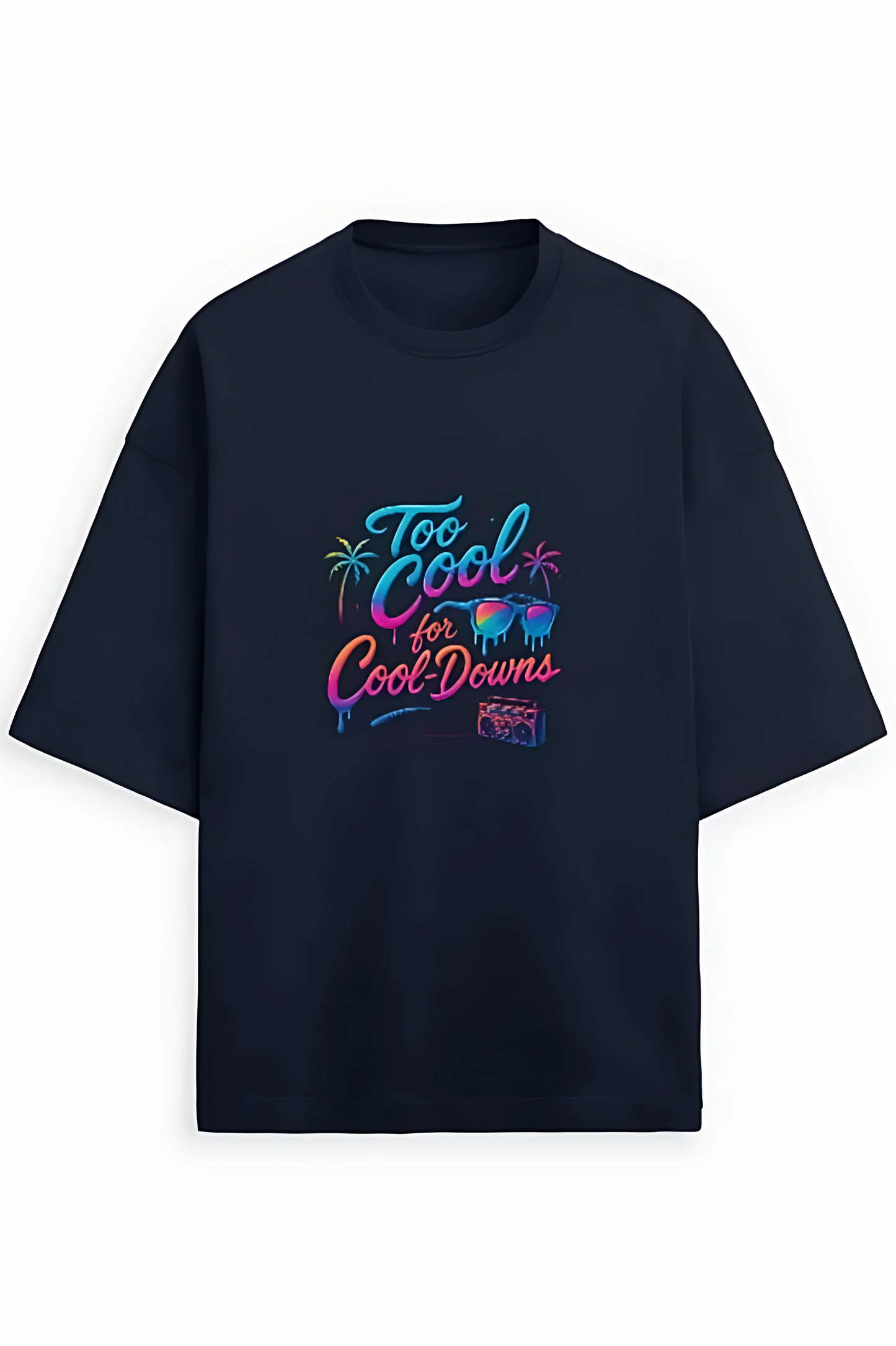 Men's Oversized Terry T-Shirt | “Too Cool for Cool-Downs” Neon Graphic | 280 GSM | Drop Shoulder | Streetwear Unisex Style