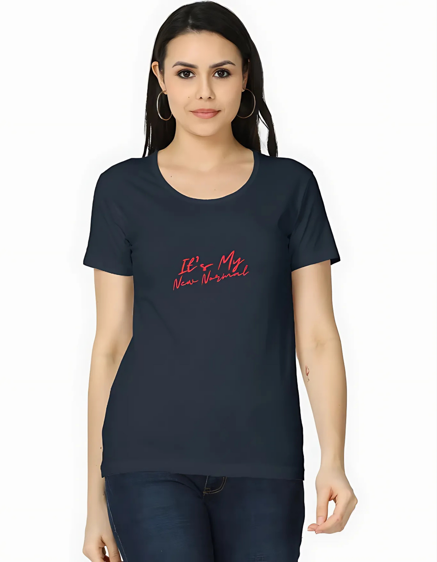 Women’s Classic Black T-Shirt – “It’s My New Normal” Graphic Print | 100% Super Combed Cotton | 180 GSM | Regular Fit