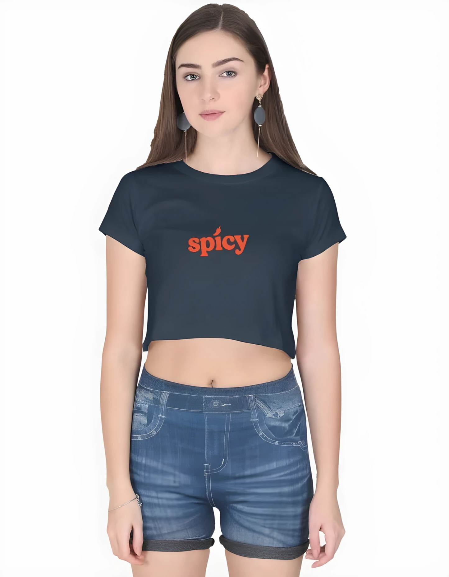 Spicy Printed Women’s Cotton Crop Top – Trendy Casual Wear | 180 GSM Bio-Washed