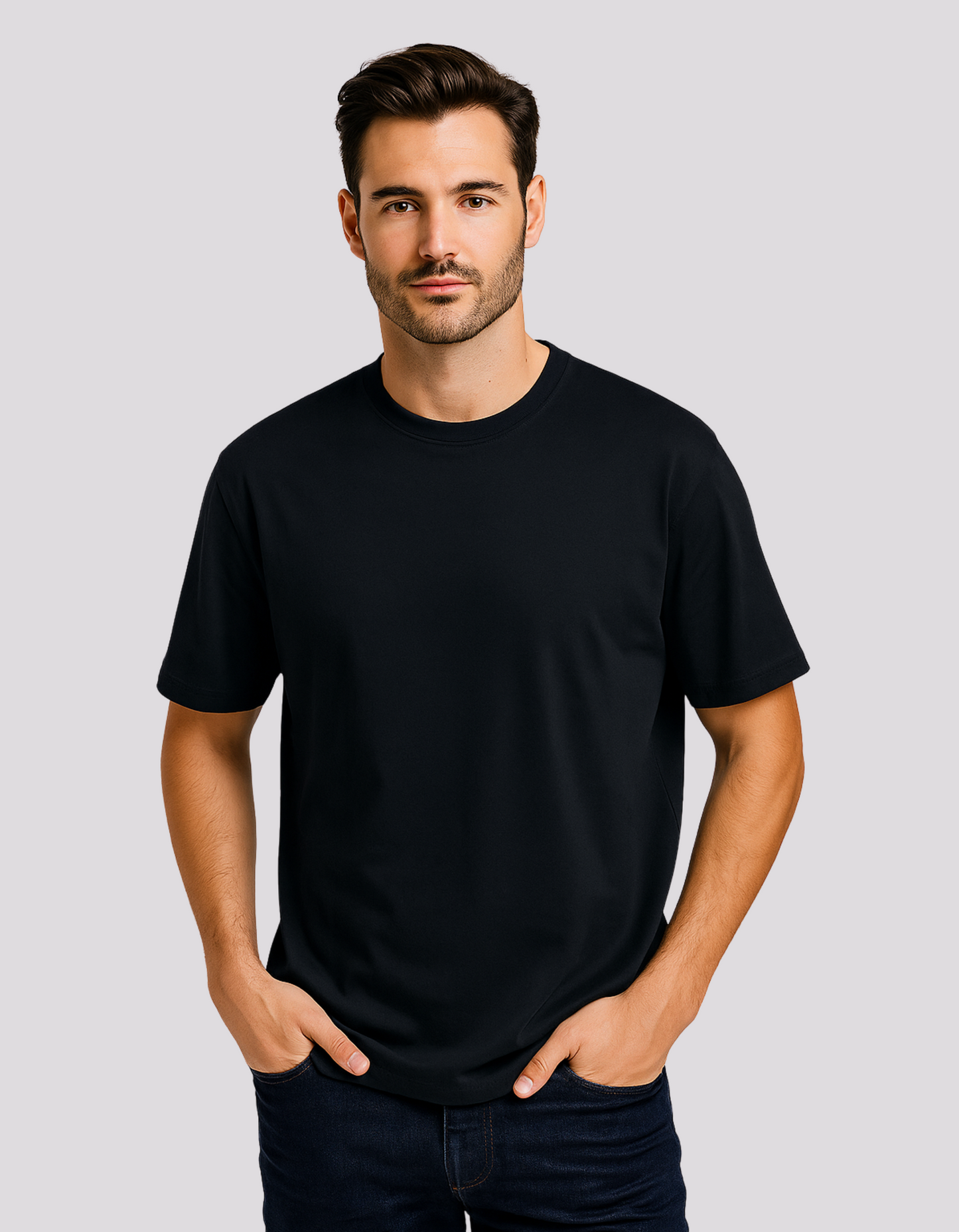 Men’s Classic Crew Neck Plain T-Shirt – 100% Cotton, Regular Fit, Premium Bio-Wash