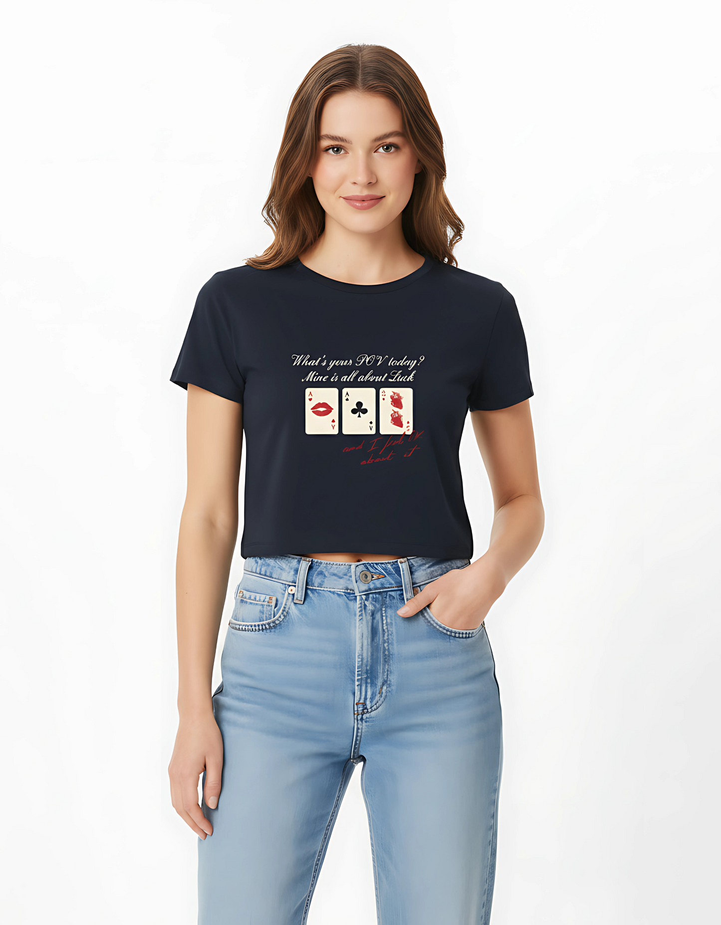 Women’s Black Baby Tee – Graphic Print | Gen Z Trend, Stretchable & Breathable Cotton Spandex
