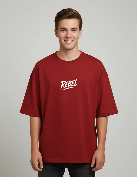 Unisex Terry Oversized Drop Shoulder T-Shirt – Rebel Graphic Print | 260 GSM Cotton Blend