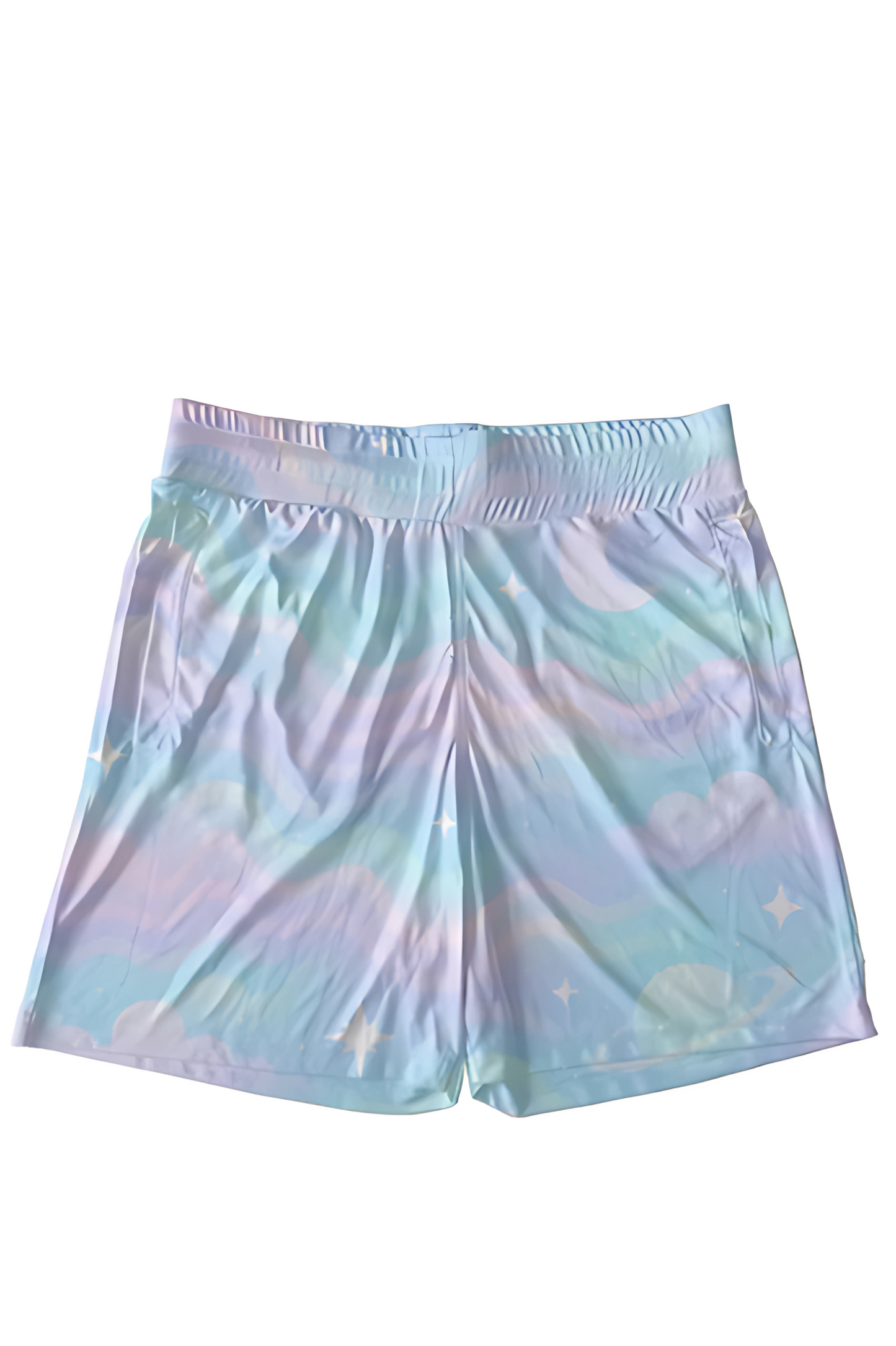 Men’s All-Over Printed Shorts | 240 GSM Micro Knit Poly | Dreamy Pastel Galaxy Design | Unisex Style with Slip-On Pockets & Drawstring | Fade-Proof