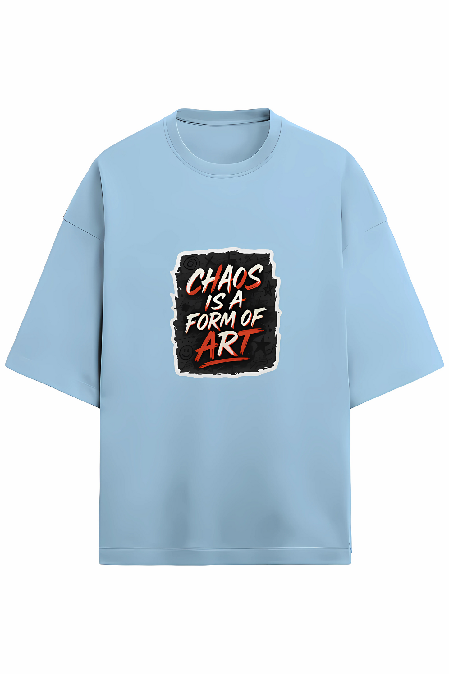 Chaos Is a Form of Art Men’s Terry Oversized T-Shirt – 280 GSM | Street Art Graphic | Cotton Poly Blend | Drop Shoulder | Unisex Fit
