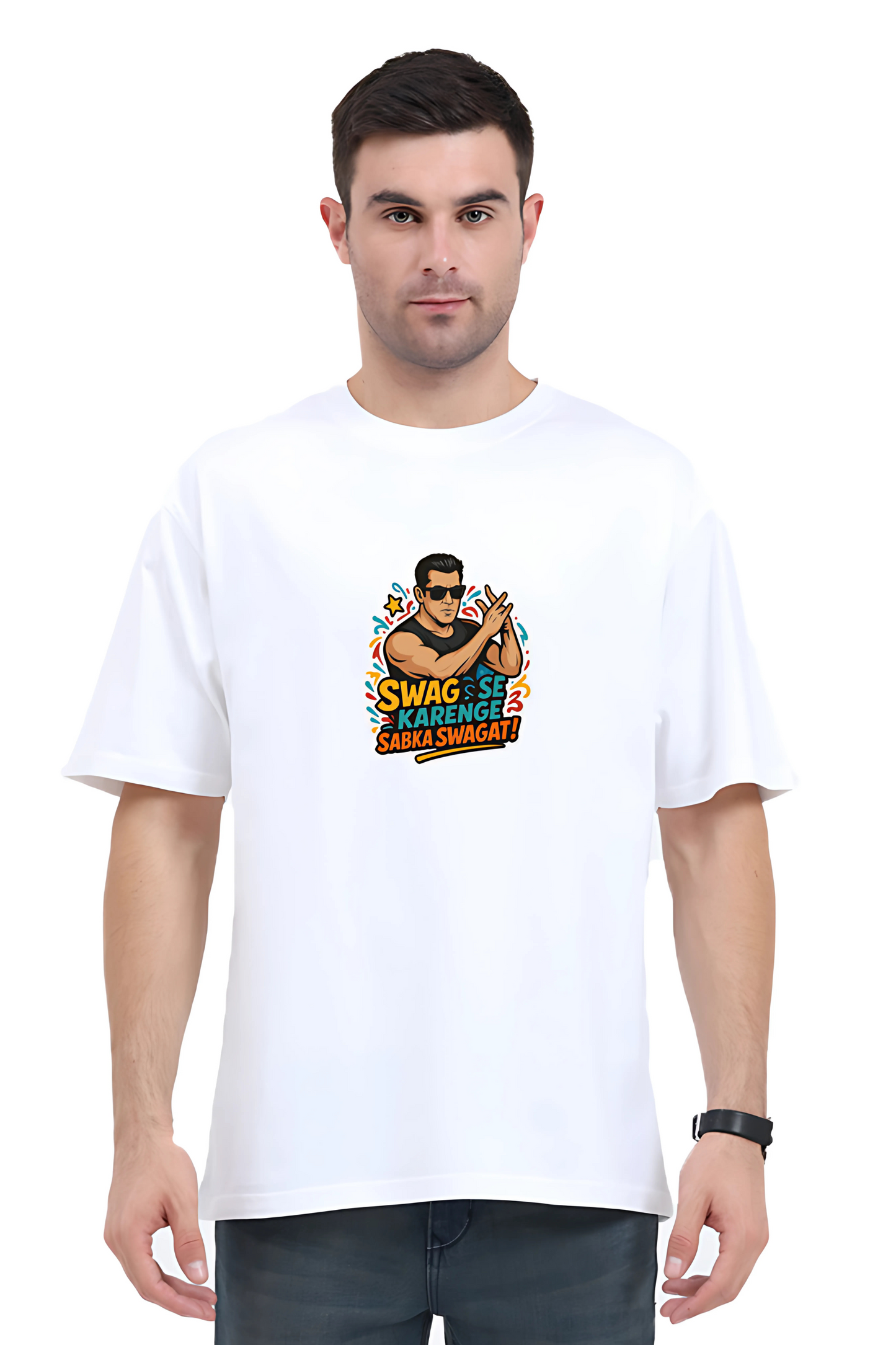 Swag Se Karenge Oversized Unisex T-Shirt – Salman Khan Dialogue Print | 180 GSM Cotton Tee for Bollywood Fans