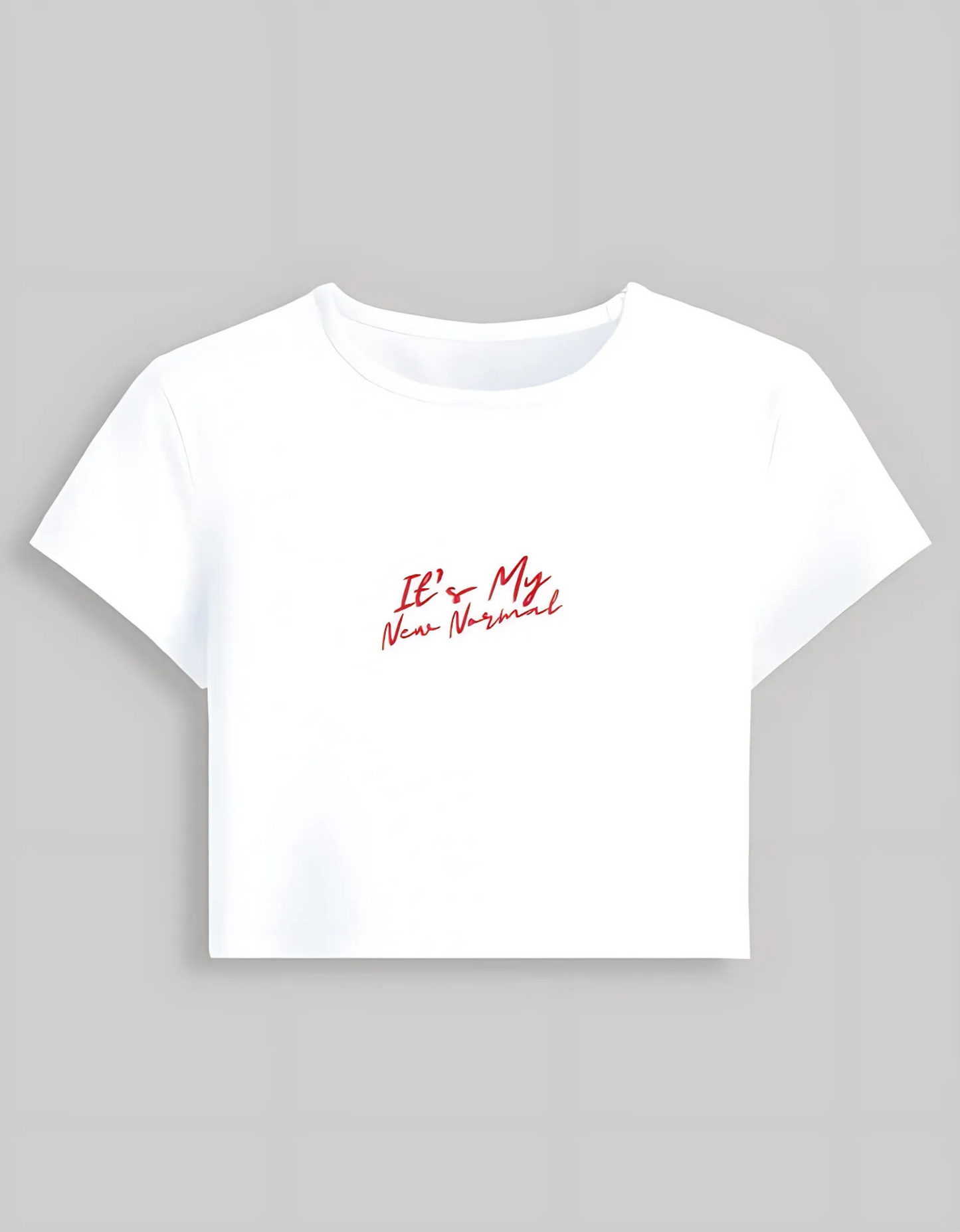 Women’s Baby Tee – “It’s My New Normal” Slogan | Stretchable Fit | 240 GSM Cotton-Spandex | Gen Z Style | Bio-Washed & Pre-Shrunk