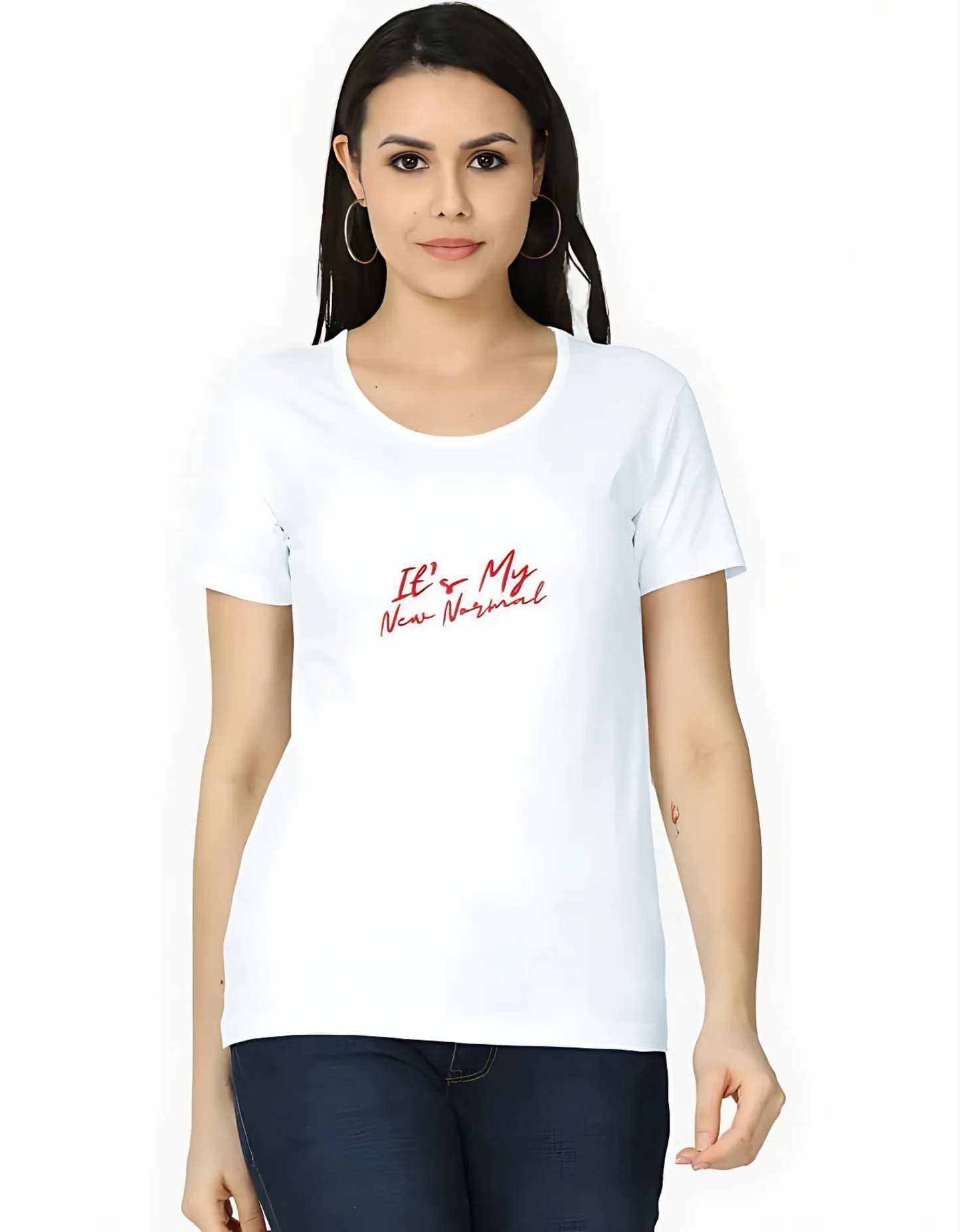 Women’s Classic Black T-Shirt – “It’s My New Normal” Graphic Print | 100% Super Combed Cotton | 180 GSM | Regular Fit