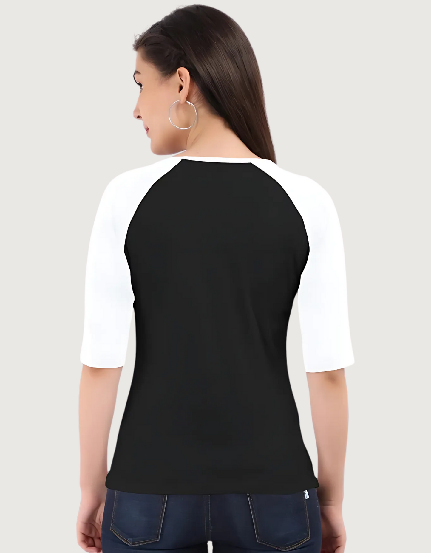 Women’s Black & White Raglan T-Shirt – “It’s My New Normal” Print | 100% Super Combed Cotton | Regular Fit | 180 GSM