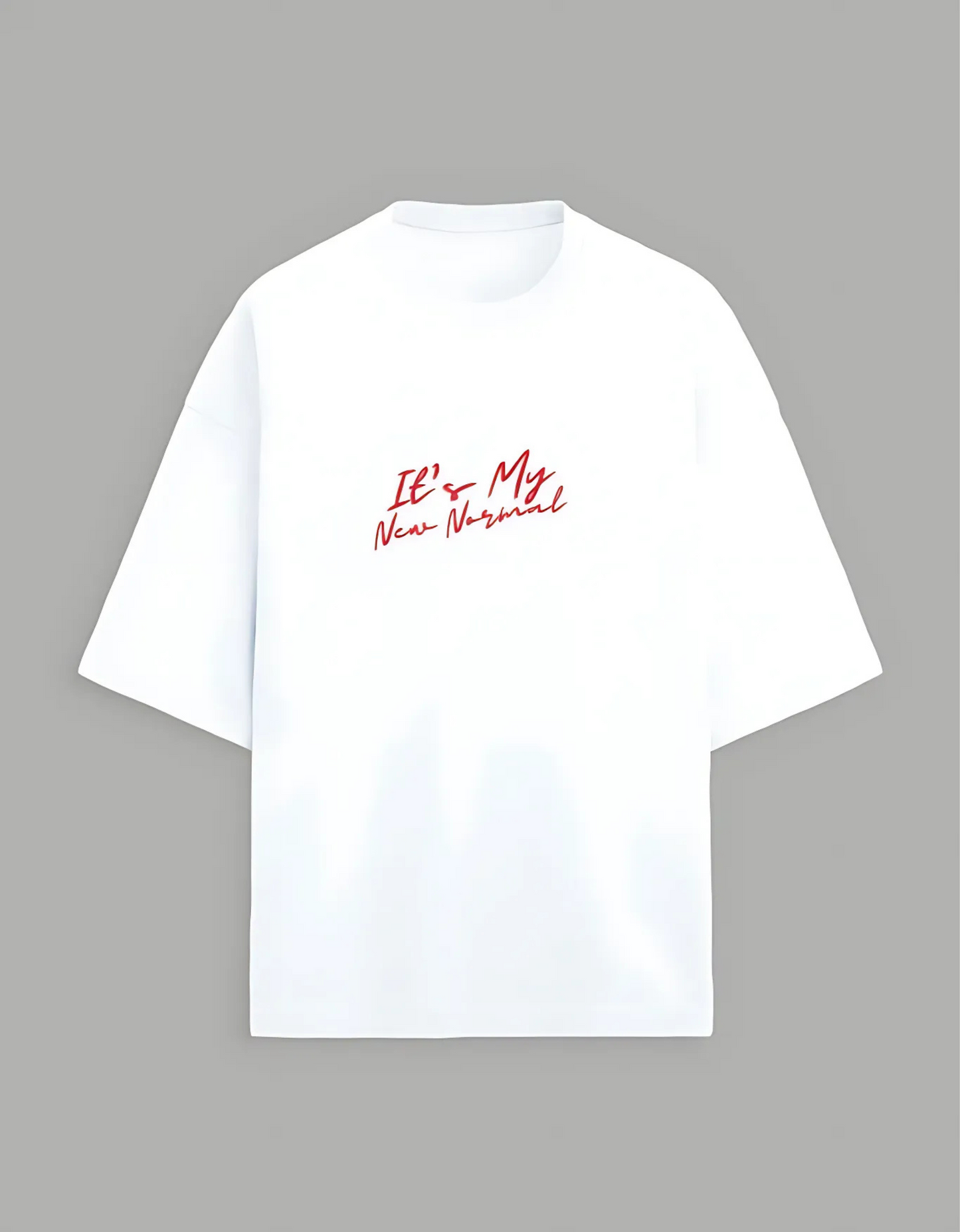 Unisex Terry Oversized T-Shirt – “It’s My New Normal” Slogan Print | 260 GSM | Cotton-Poly Blend | Drop Shoulder | Streetwear Fit