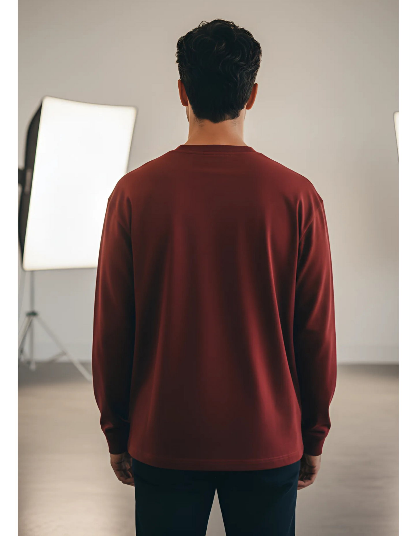 Men's Full Sleeve Red T-Shirt | 100% Super Combed Cotton | Bio Washed & Pre-Shrunk