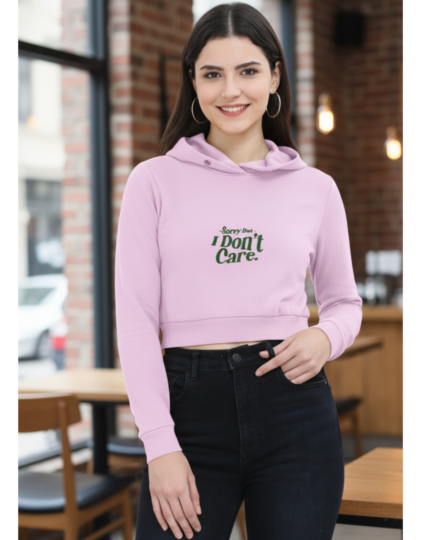 Women's Cropped Hoodie with Print | 320 GSM 100% Cotton | Pre-Shrunk & Derby Ribbed