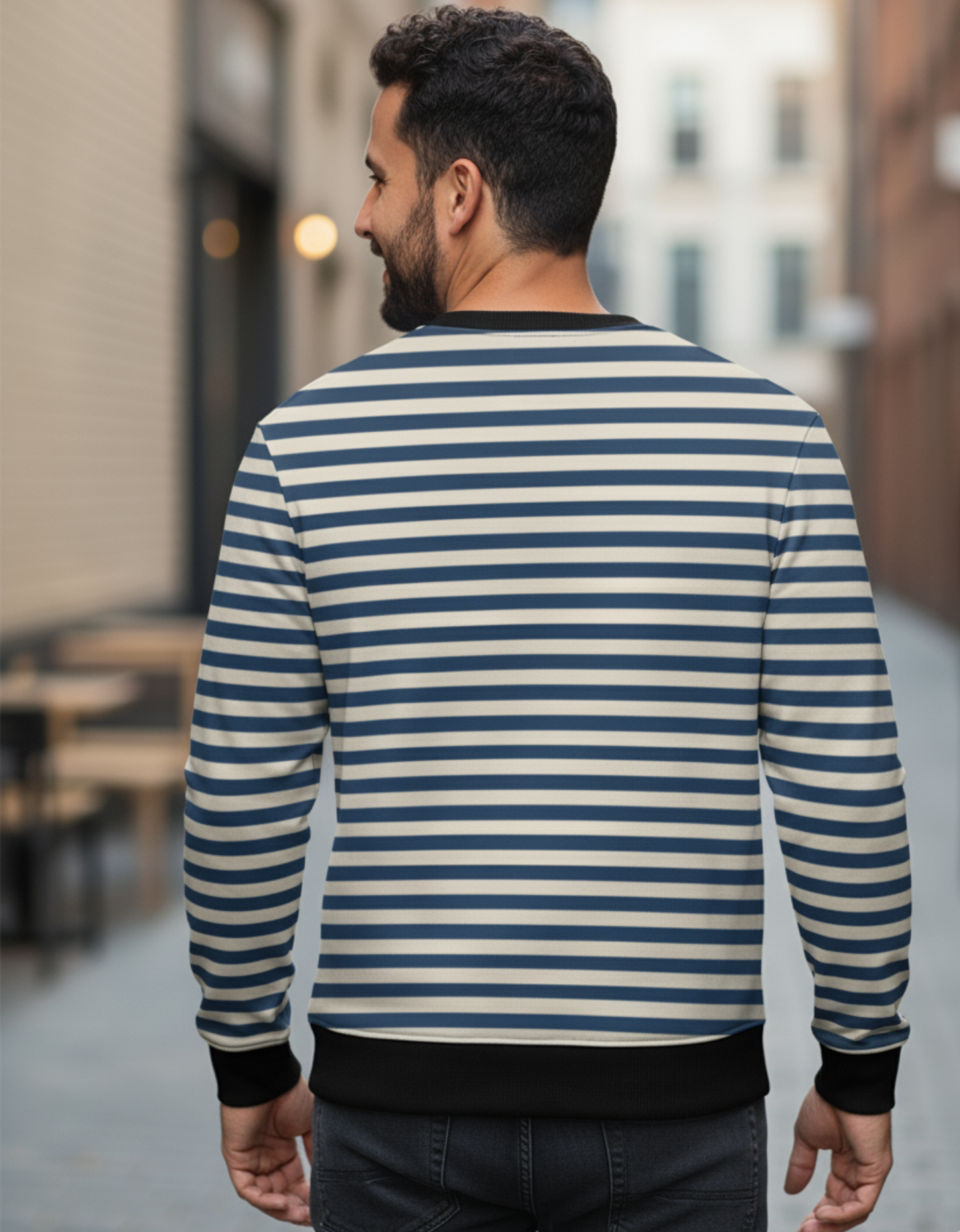 Dapper Teddy Bear Striped Unisex Sweatshirt | 240 GSM Premium Poly Fleece AOP Sweatshirt