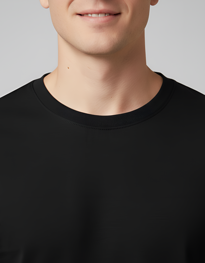 Men's Long Sleeve Plain Black T-Shirt | 100% Cotton | Regular Fit Casual Wear