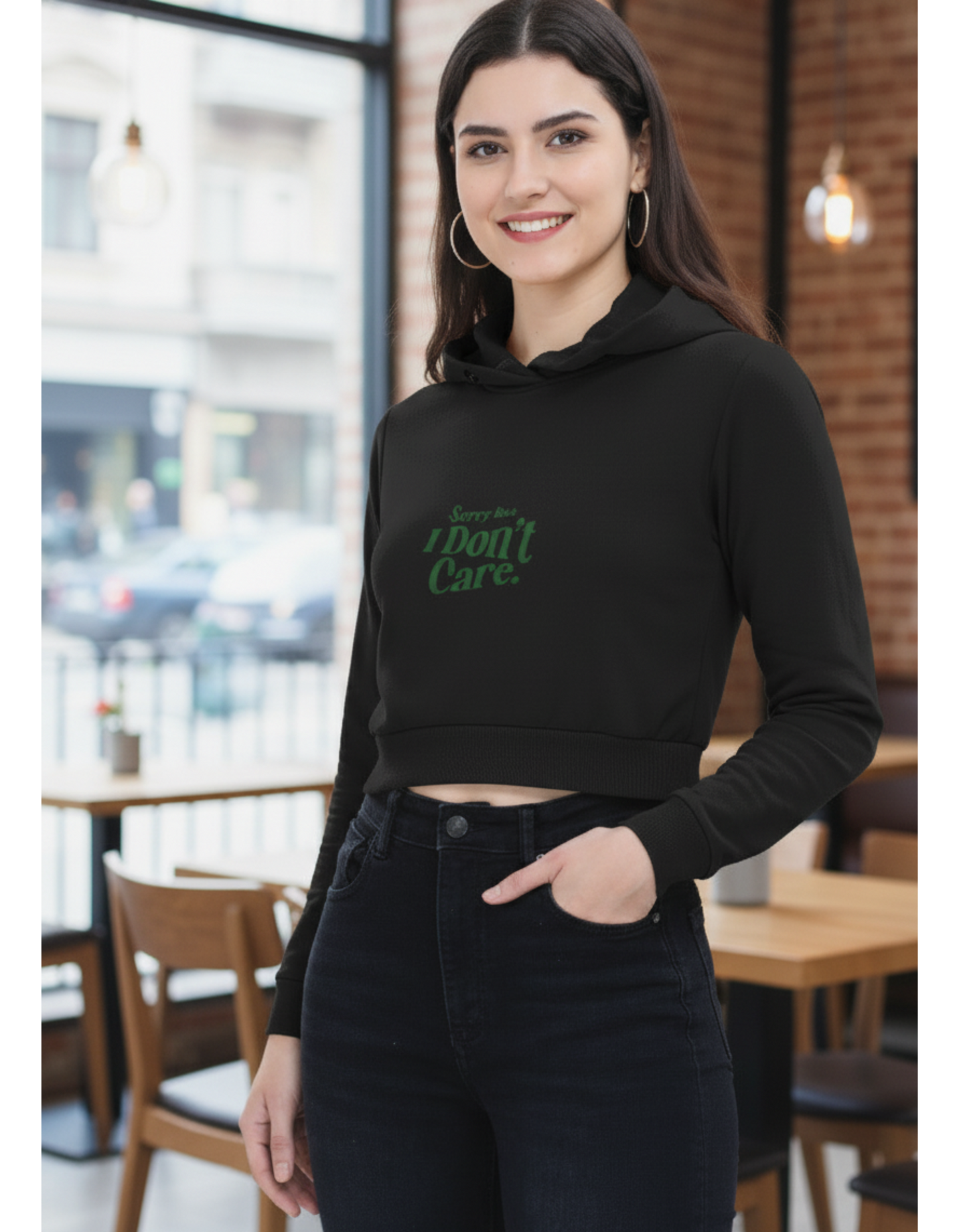 Women's Cropped Hoodie with Print | 320 GSM 100% Cotton | Pre-Shrunk & Derby Ribbed