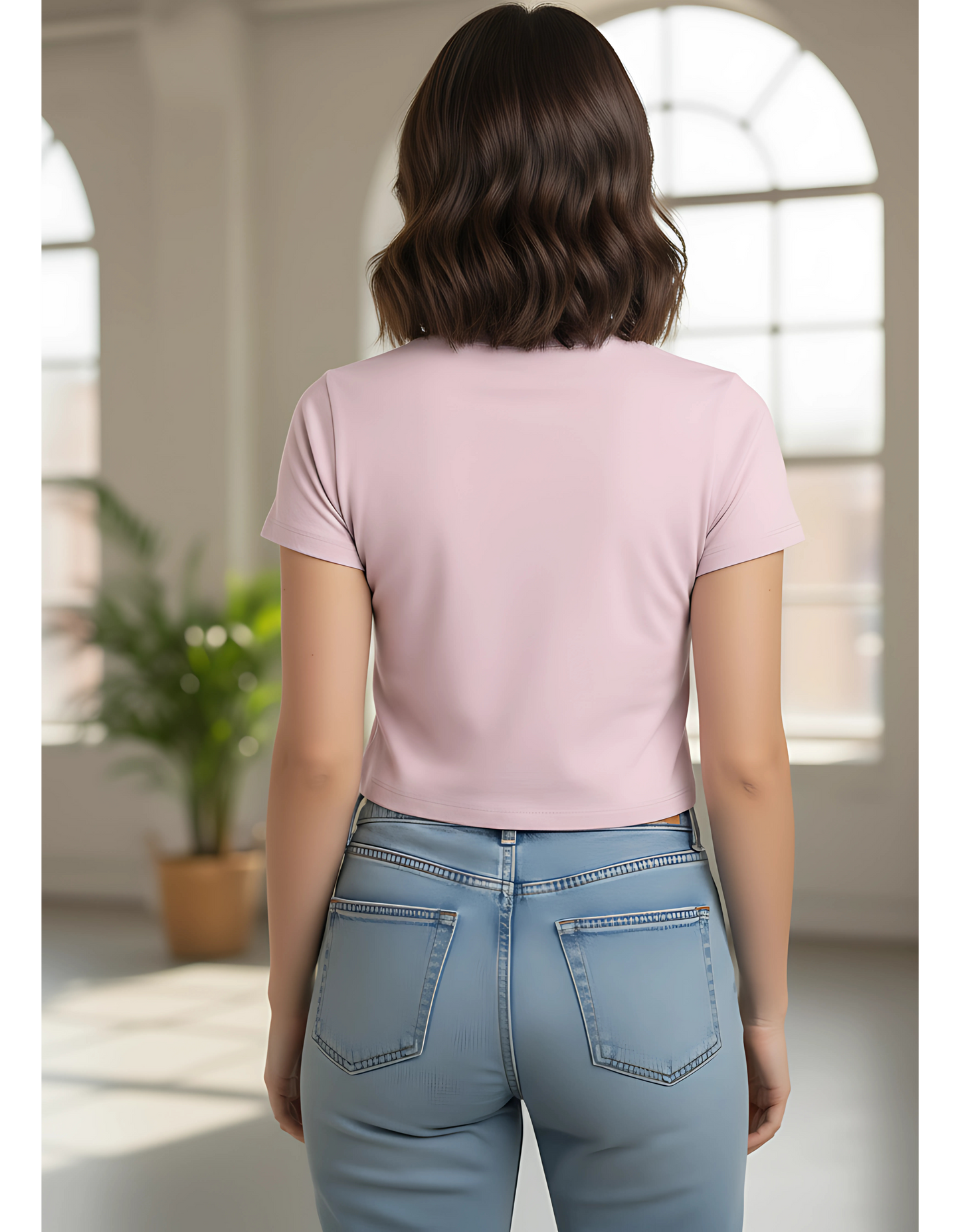 Women's "Let's Party" Baby Crop Tee | Light Pink Cotton Spandex T-Shirt | Stretchable & Breathable