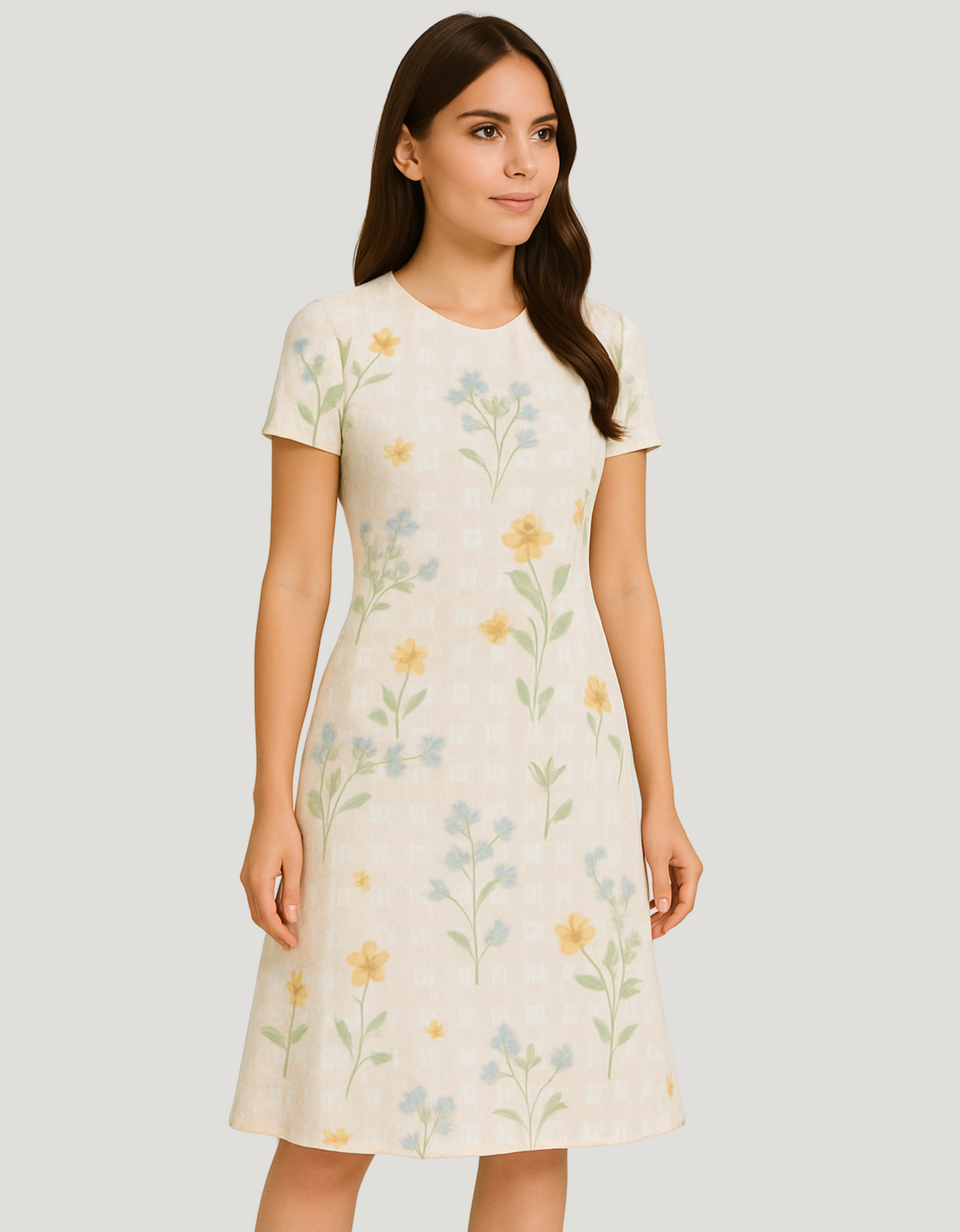 Women’s Floral All-Over Print A-Line Dress – 220 GSM Poly Spandex, Fit & Flare, Breathable & Wrinkle-Free
