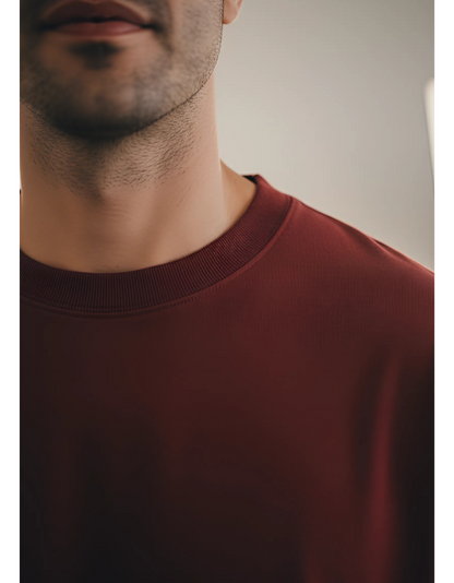 Men's Full Sleeve Red T-Shirt | 100% Super Combed Cotton | Bio Washed & Pre-Shrunk