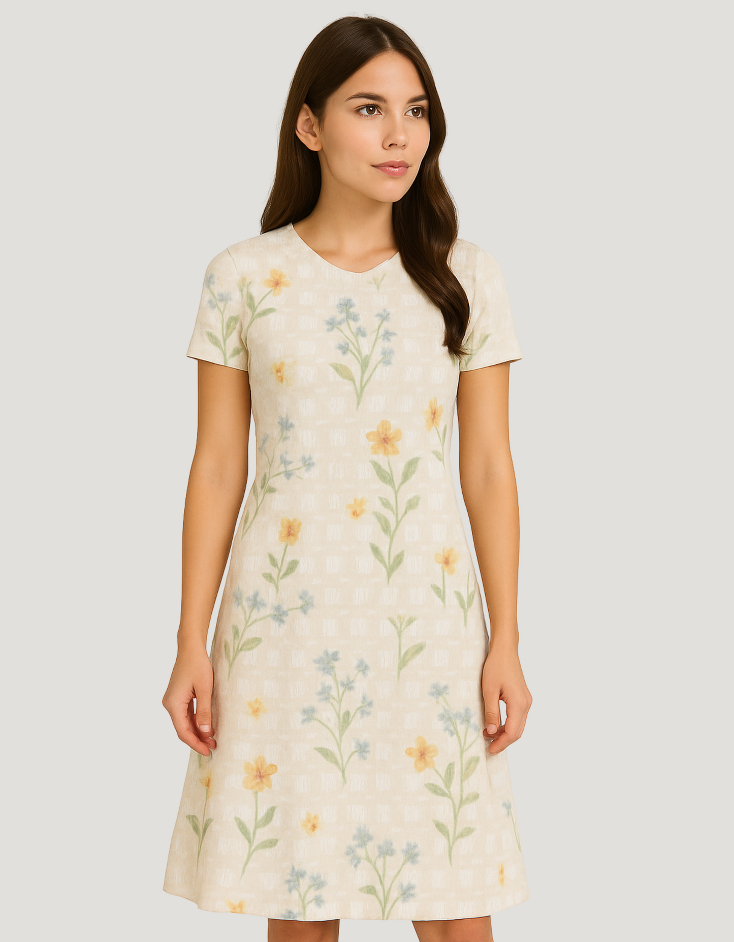 Women’s Floral All-Over Print A-Line Dress – 220 GSM Poly Spandex, Fit & Flare, Breathable & Wrinkle-Free