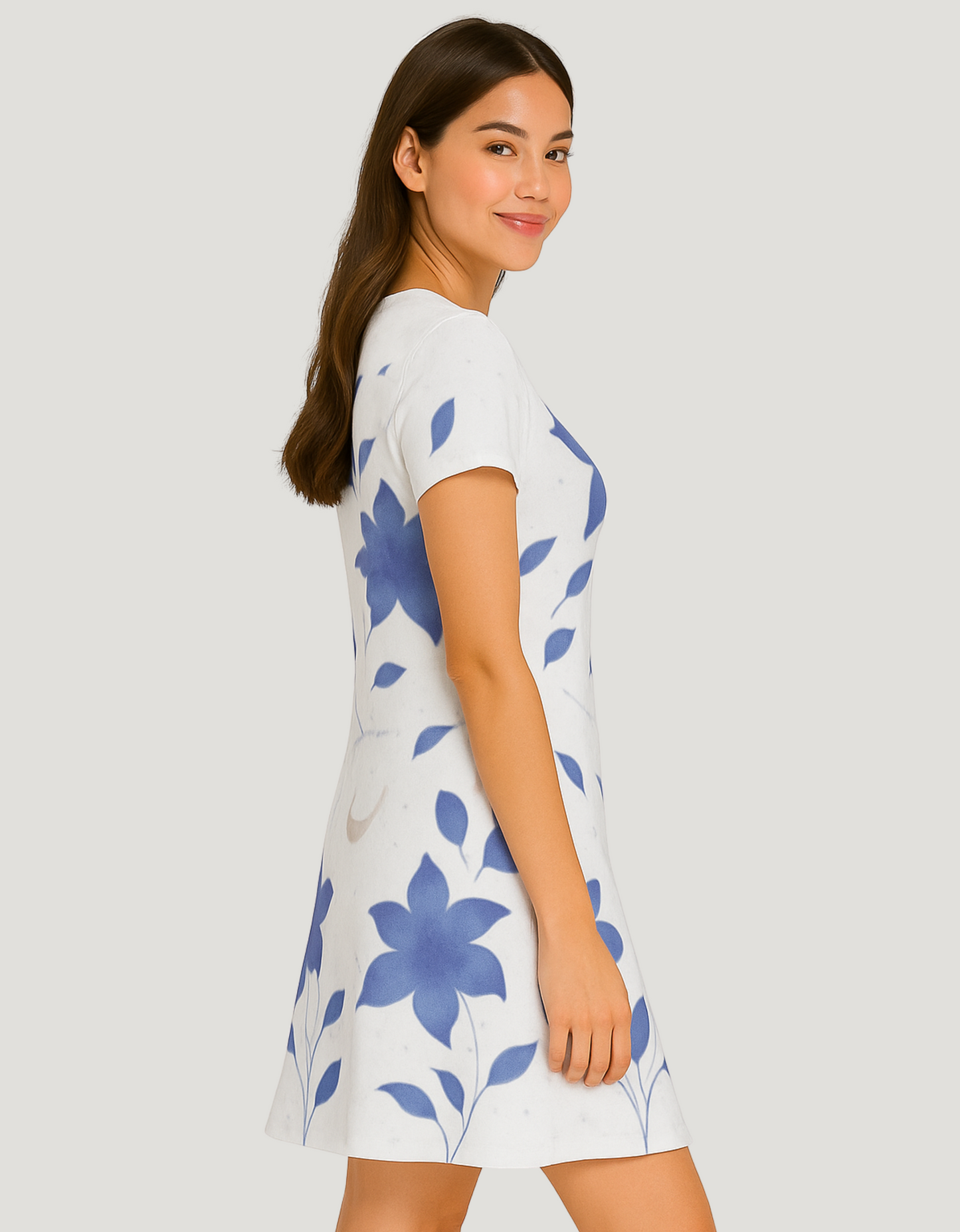 Women's Floral Moon Print A-Line Dress – 220 GSM Poly Spandex, Fit & Flare, Fade-Resistant, Wrinkle-Free