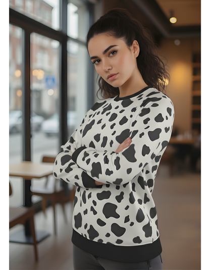 Unisex All-Over Print (AOP) Sweatshirt | Cow Printed | Soft & Fade-Proof