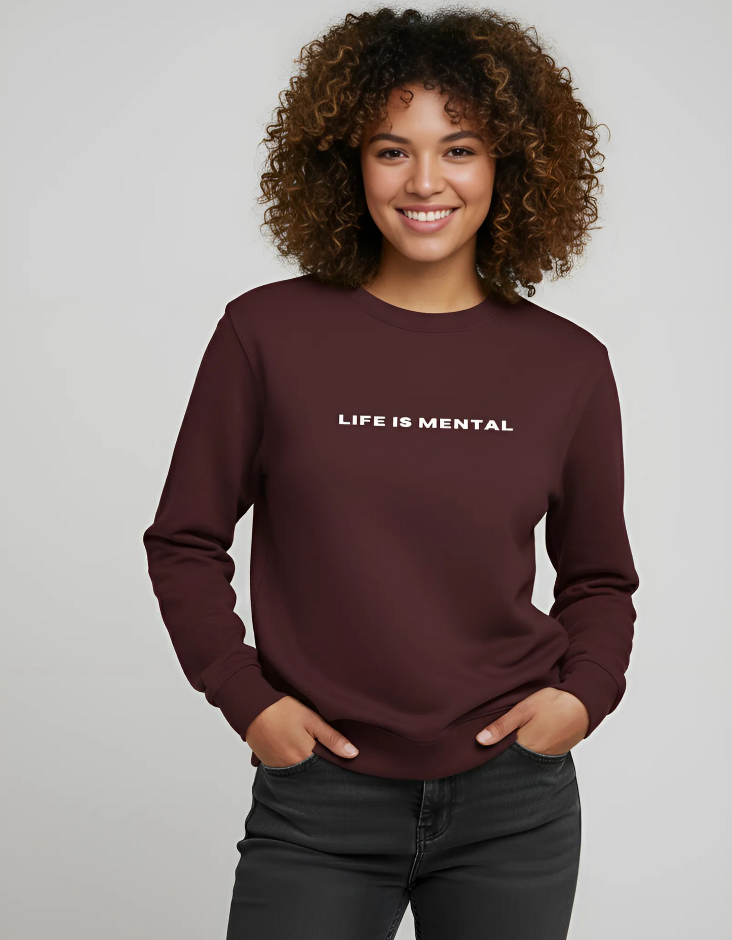 Edgy Minimalist "Life is Mental" Sweatshirt | Premium Cotton Blend | Soft, Pre-Shrunk & Bio-Washed